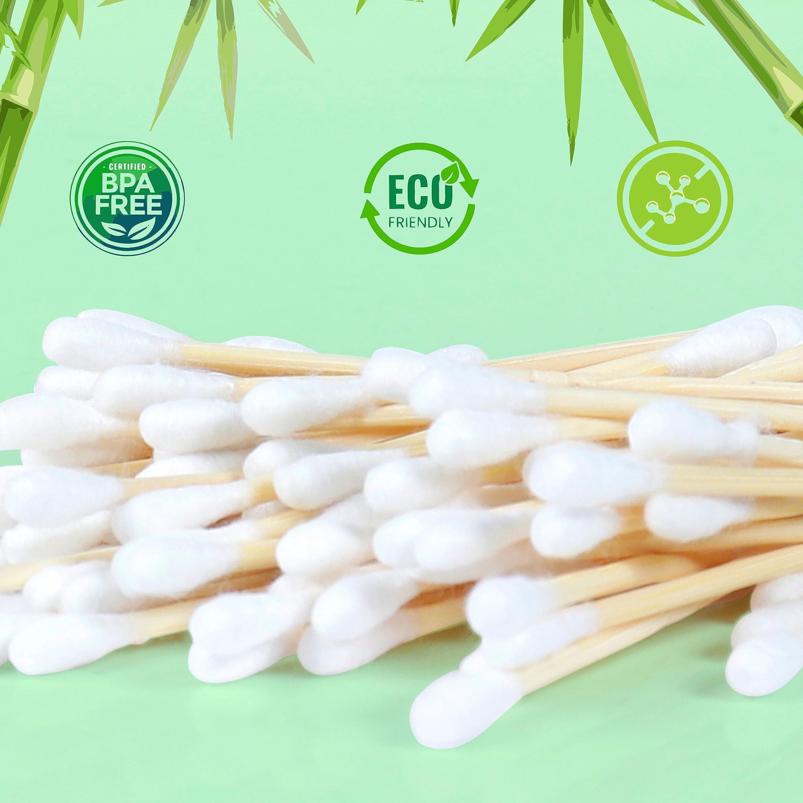 Eco-Friendly Bamboo Cotton Swabs - 240 Pack Organic Dual-Tipped Wooden Cotton Buds for Ear Cleaning & Makeup | Biodegradable, Recyclable, Sustainable | Perfect for Travel, Home, Salon & Personal Care