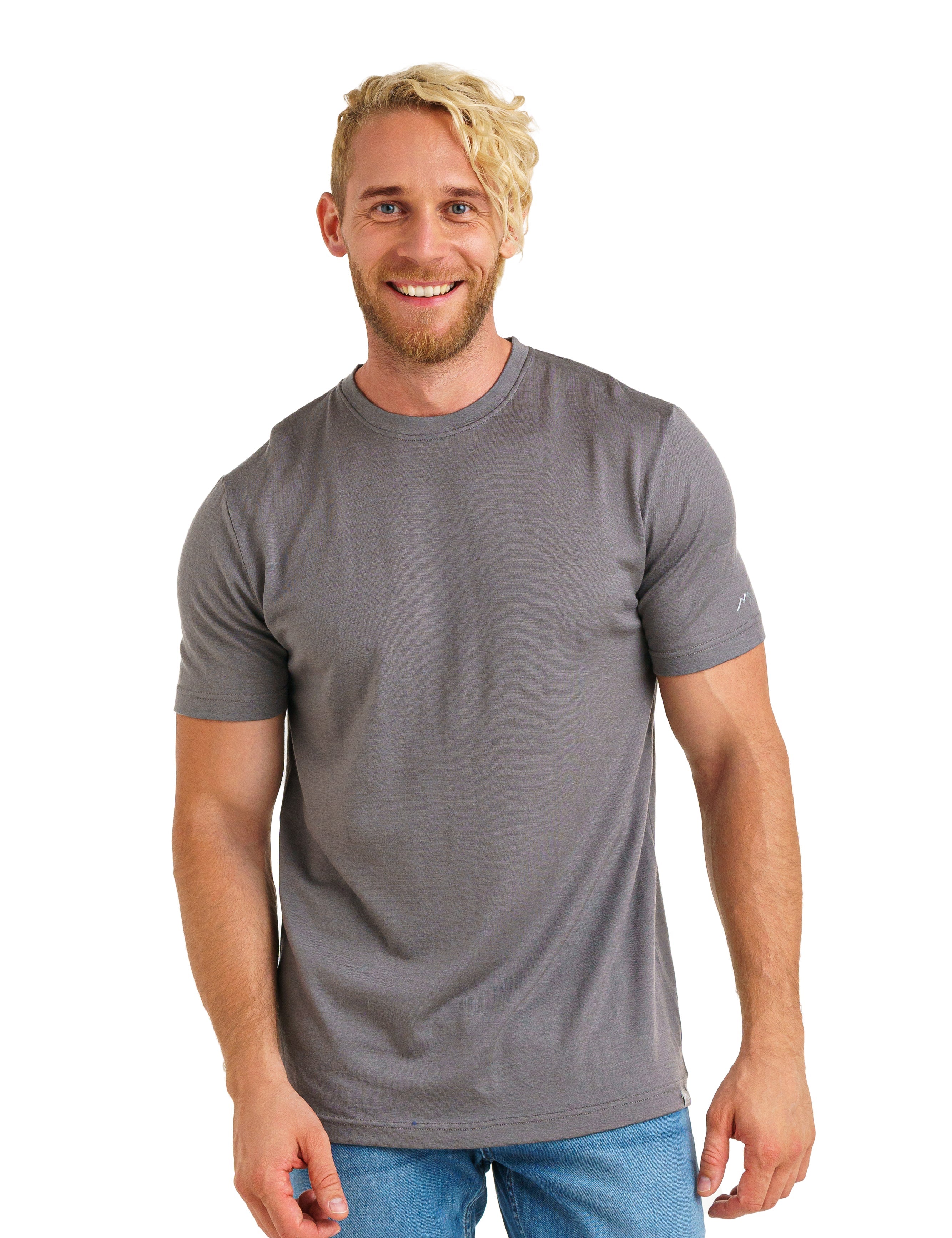 Premium Men's Merino Wool T-Shirt - 165 GSM Soft Breathable Base Layer - Perfect Grey Color for Outdoor Hiking & Travel