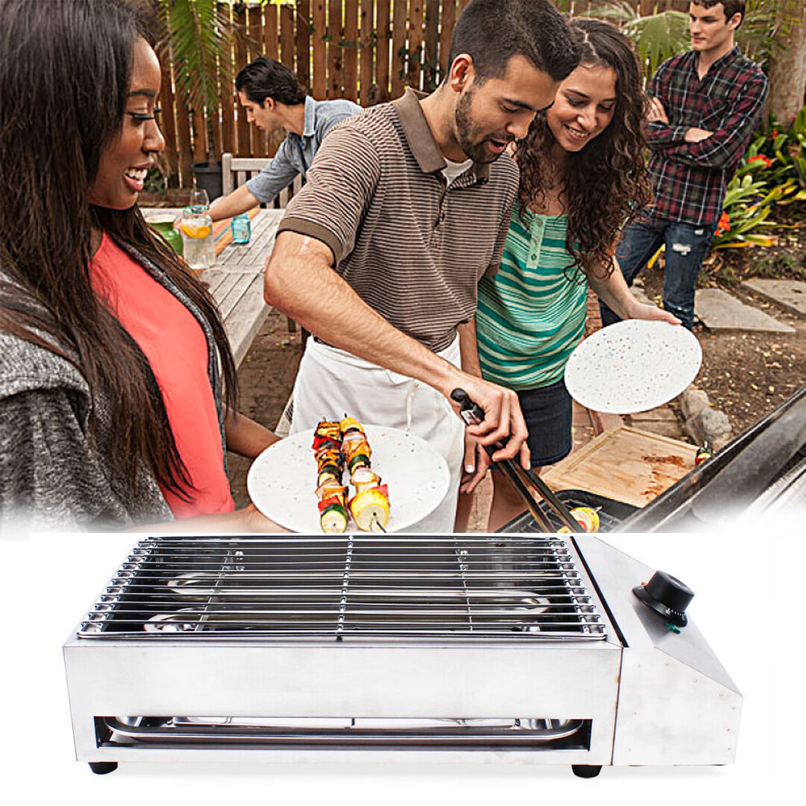 1800W Electric BBQ Griddle Grill - Portable Indoor/Outdoor Flat Top Grill for Raclette, Hibachi & Small Barbecues | Perfect for Family Dinners, Backyard Parties & Camping Trips