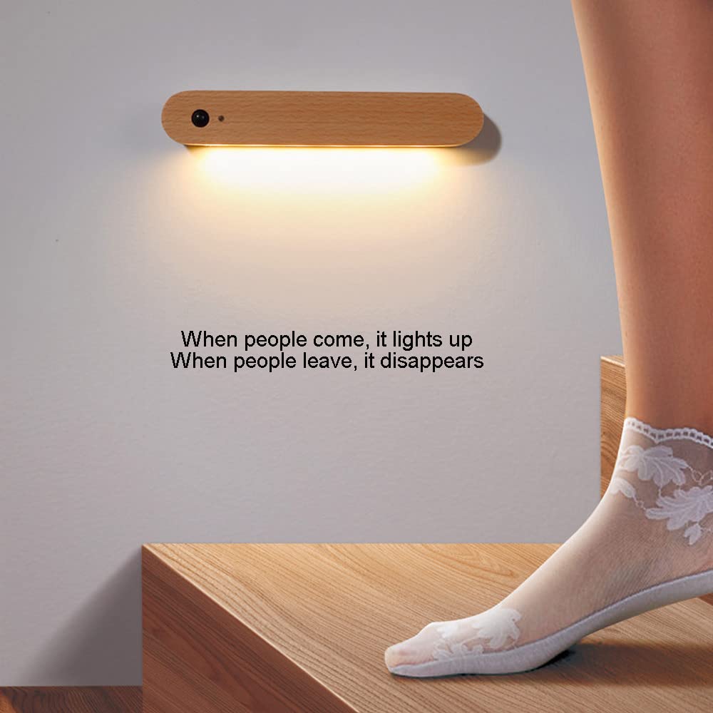 Rechargeable LED Motion Sensor Wall Sconce Light - Smart Human Body Induction Night Light with Magnetic Mount for Stairs, Hallway, Bedroom & Bathroom - Energy Efficient Wall Lighting Fixture for Home Safety and Convenience