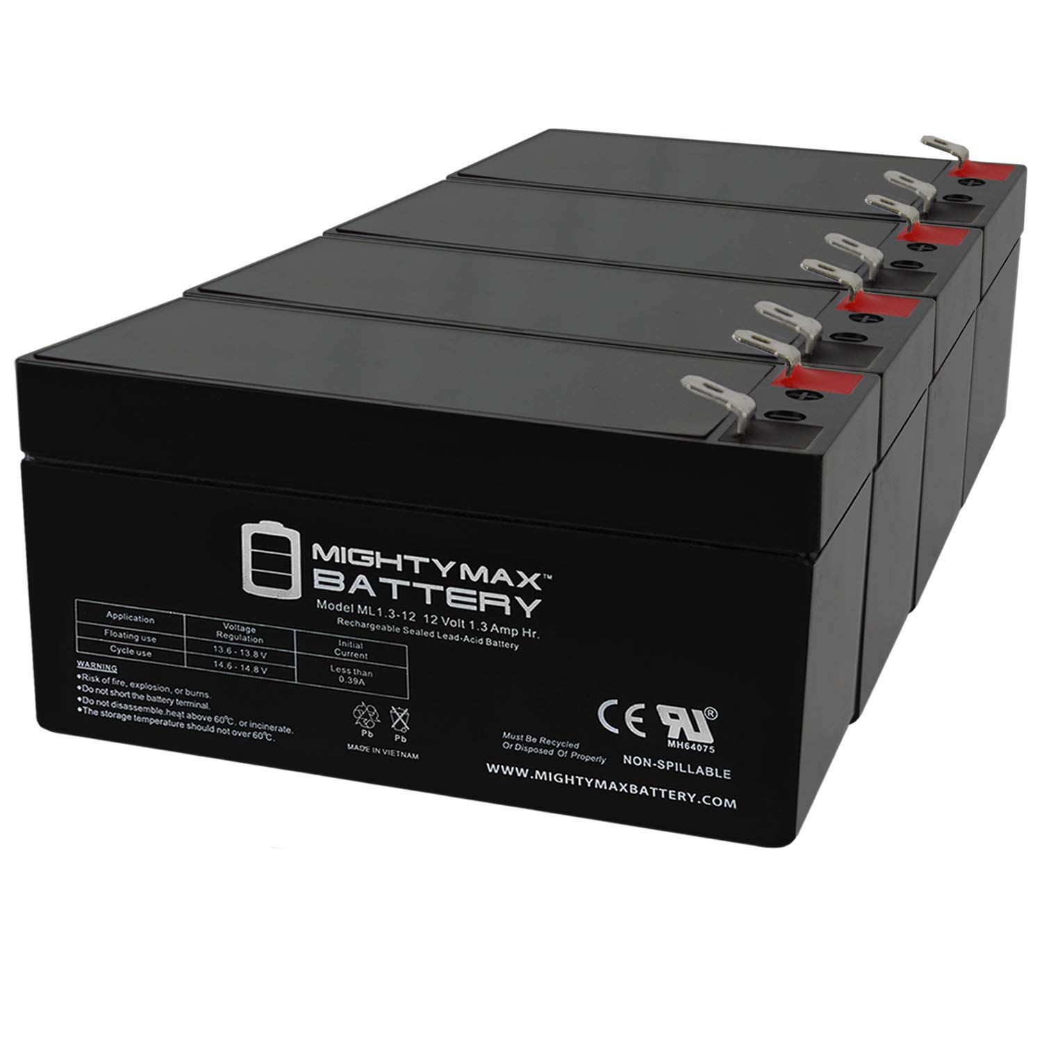 Mighty Max 12V 1.3Ah Rechargeable Battery - Replacement for Newmox FNC 1212-4 Pack - Power Tools, Emergency Lights & Security Systems Backup Power