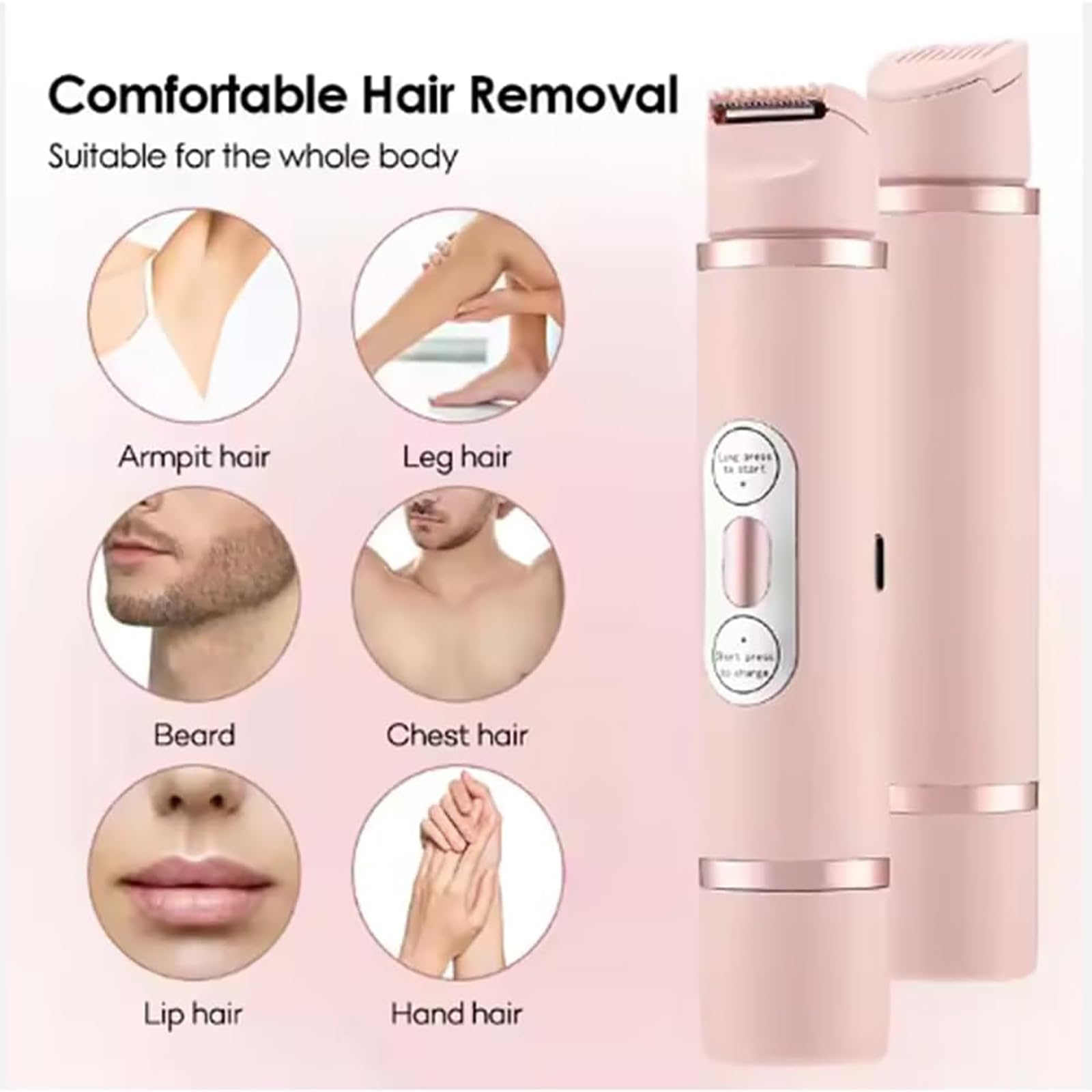 Favorabler 2-in-1 Electric Shaver for Women - Dual Head Pubic Hair Trimmer & Bikini Shaver, Rechargeable Lady Shaver with Comfortable Design (Beige) | Perfect for Sensitive Skin & Smooth Hair Removal at Home or Travel