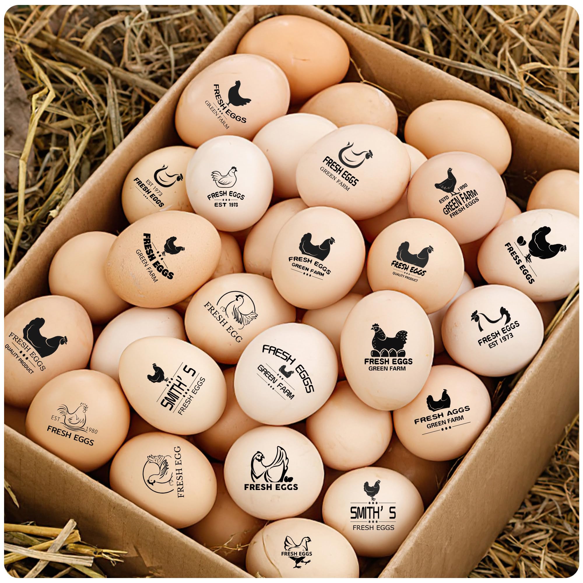 Custom Personalized Egg Stamp for Fresh Eggs - Farm Chicken Coop Branding with Name/Logo - 1