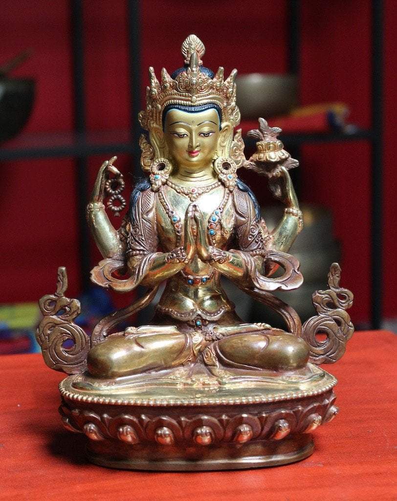 8 Inch Master Quality Chenrezig Avalokitesvara Statue - Handcrafted Buddhist Statue for Meditation, Home Altar & Spiritual Decor