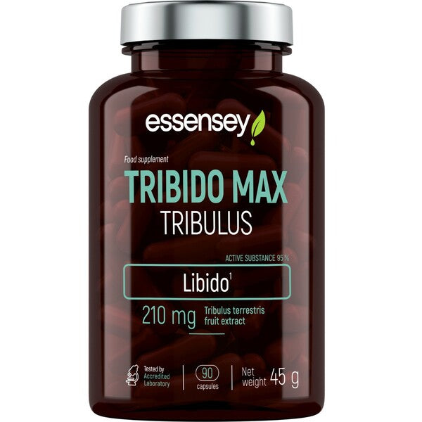 Essensey Tribido Max Tribulus Supplement - 90 Capsules for Men's Energy, Stamina & Vitality - Natural Testosterone Booster for Gym Performance & Daily Wellness