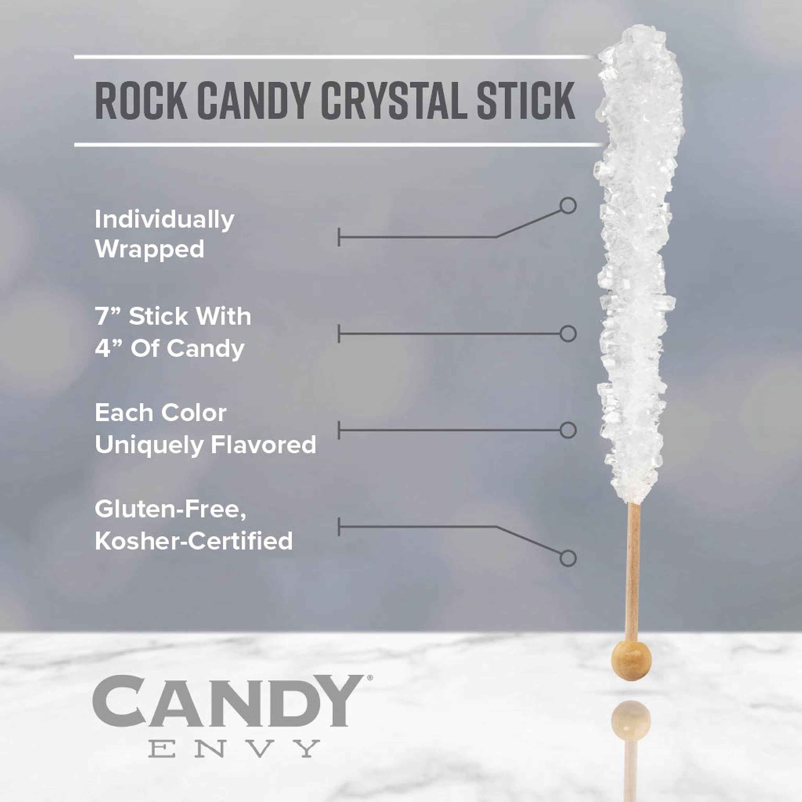 Magical Rainbow Rock Candy Sticks - 36 Individually Wrapped Colorful Sugar Candy - Perfect for Birthday Parties, Baby Showers & Gift Bags