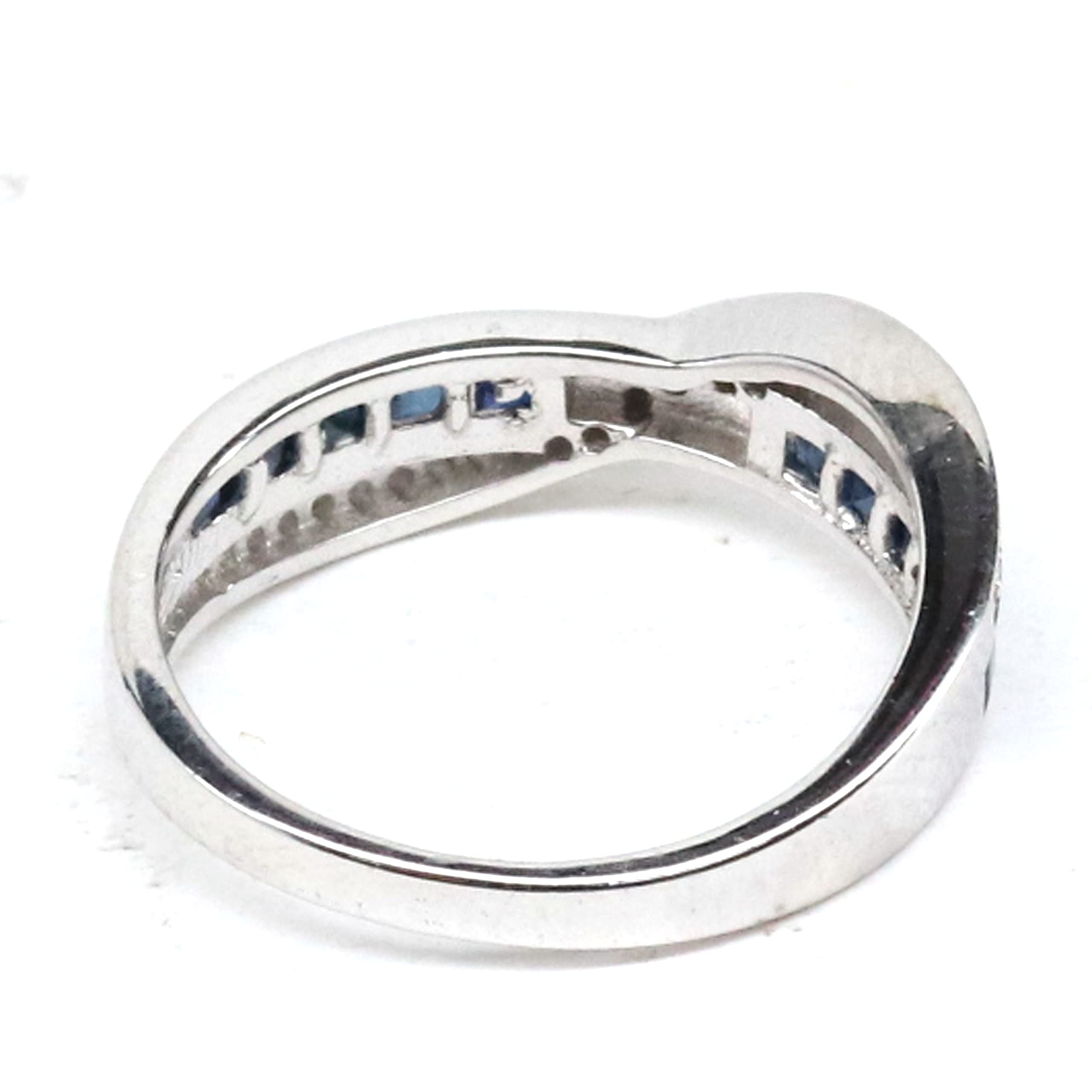 Blue Heated Sapphire & White Unheated Topaz Ring - 925 Sterling Silver Jewelry for Women, Elegant Gift for Anniversary, Birthday, or Engagement