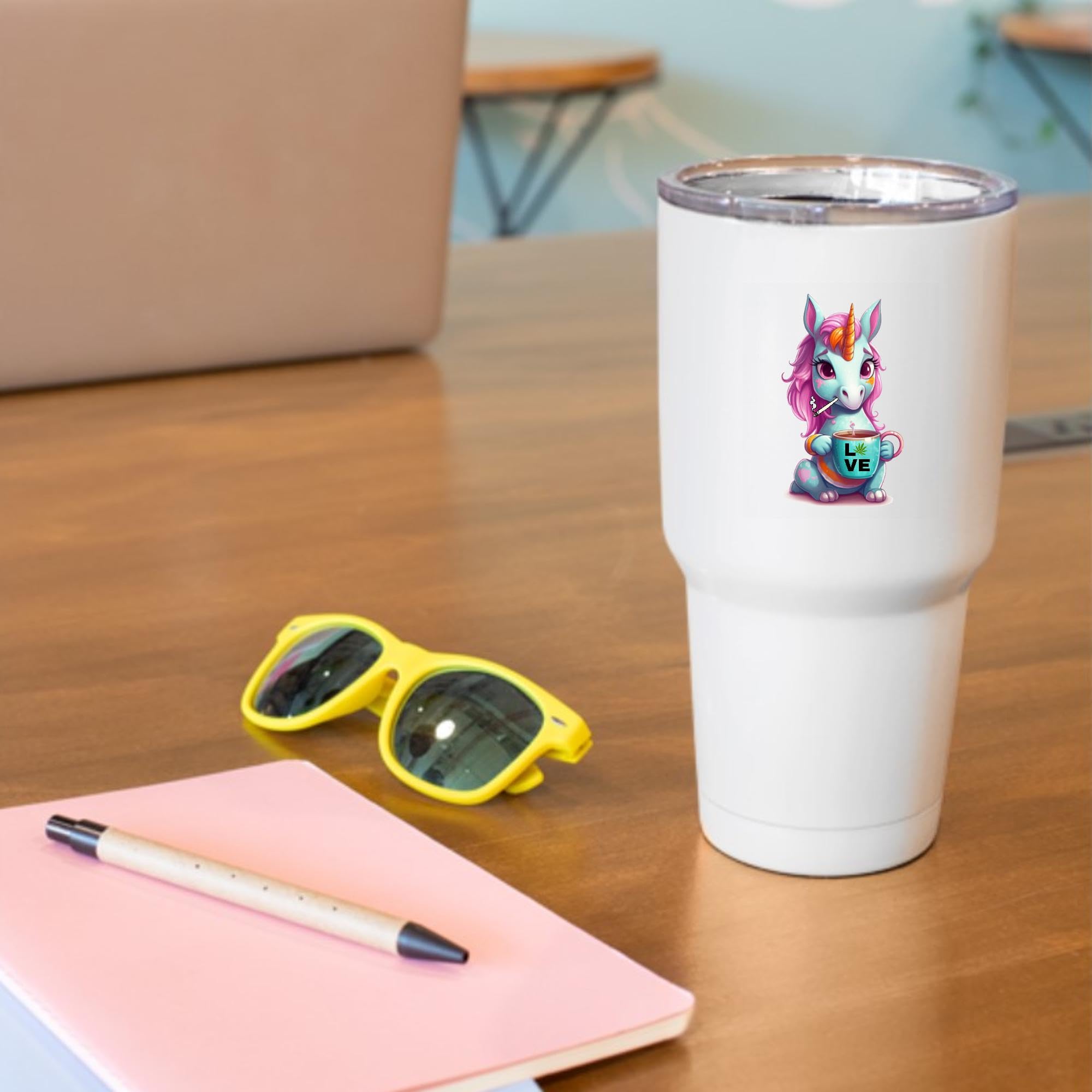 Fun Unicorn 30oz Travel Tumbler Mug - Insulated Stainless Steel Cup for Weed & Cannabis Lovers - Perfect Gift for Marijuana Smokers - Great for Outdoor Adventures, Camping & Road Trips