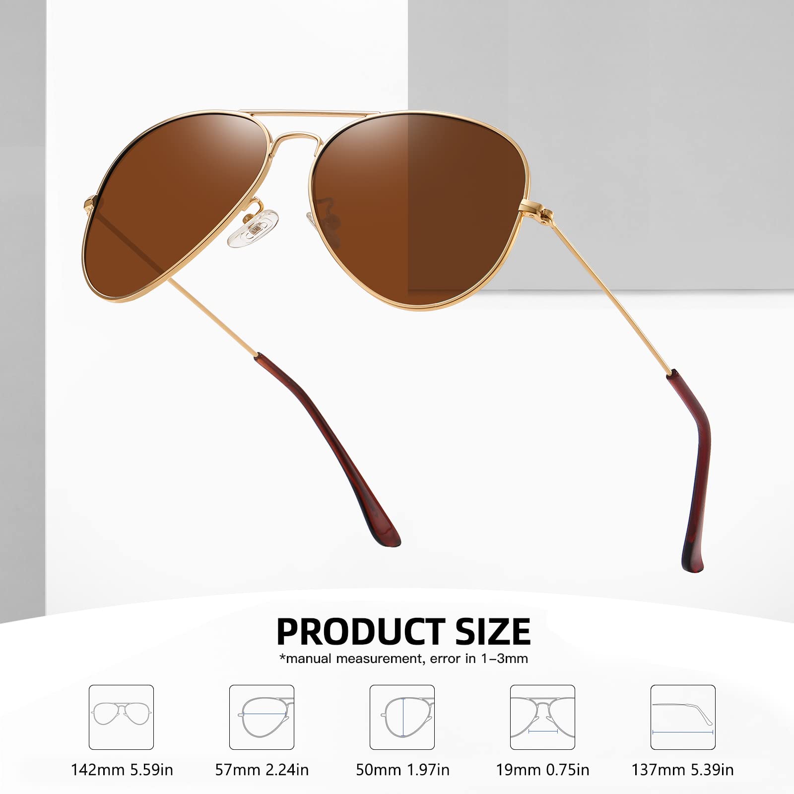 MEETSUN Polarized Aviator Sunglasses for Men & Women - UV400 Protection, Metal Frame - Perfect for Driving, Outdoor Activities & Fashion Accessories