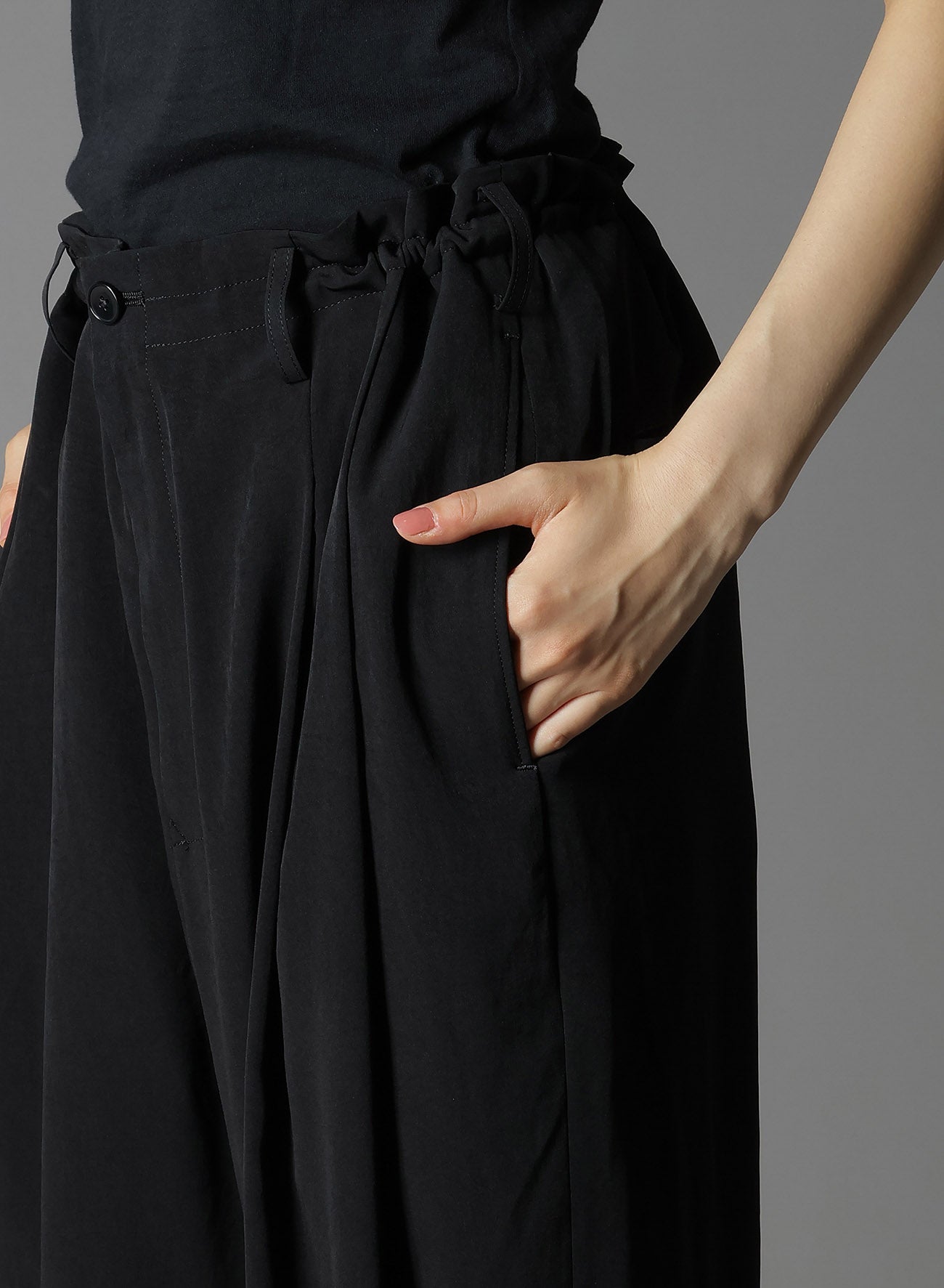 CREPE DE CHINE 2 TUCK HEM DRAWCORD PT - Elegant Flowy Women's Blouse with Adjustable Drawstring for Casual & Office Wear
