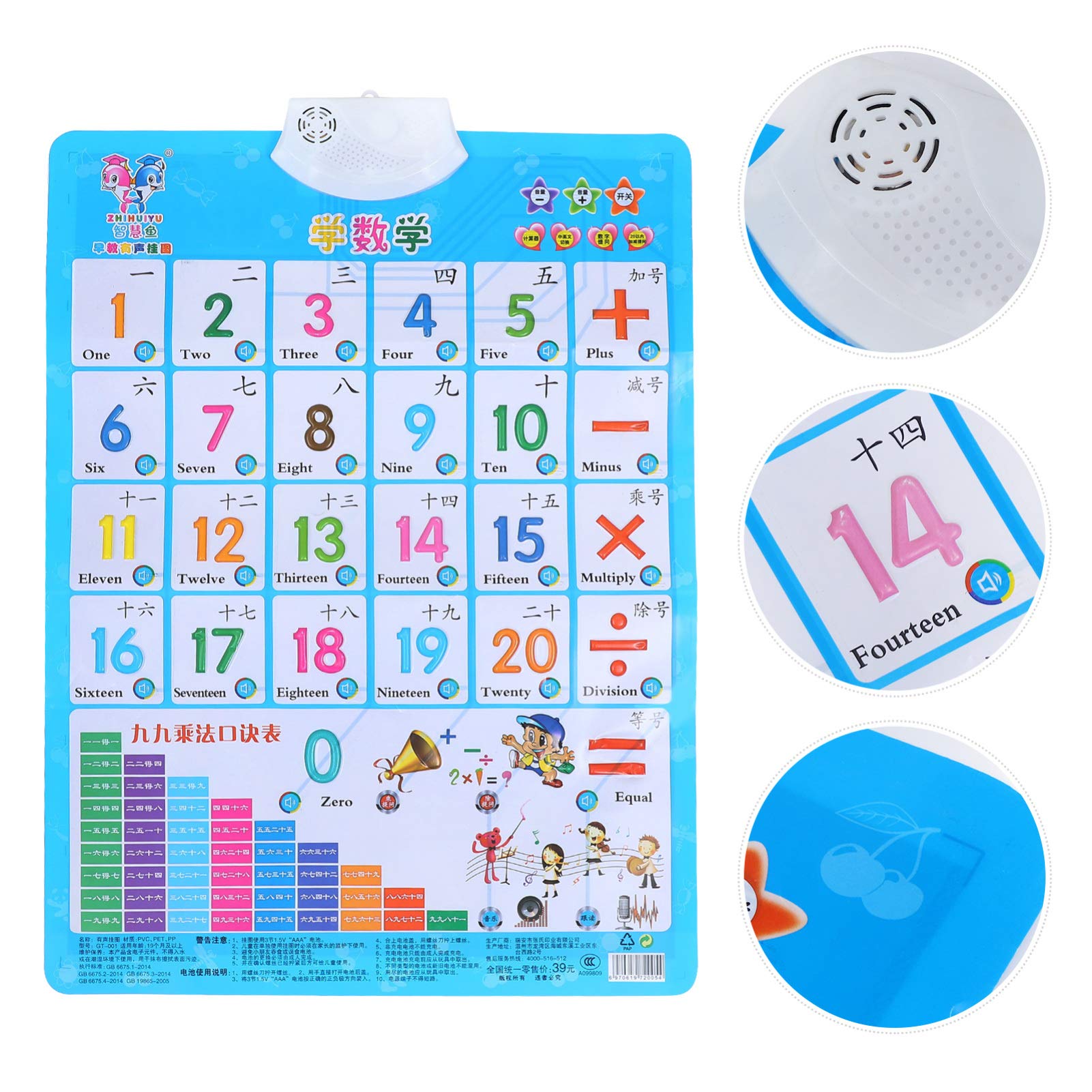 iBasenice 2-Pack Early Learning Talking Wall Charts - Electronic Alphabet & Number Educational Toys for Toddlers | Interactive PVC Wall Posters with Voice for Kids | Perfect for Homeschooling & Preschool Classrooms