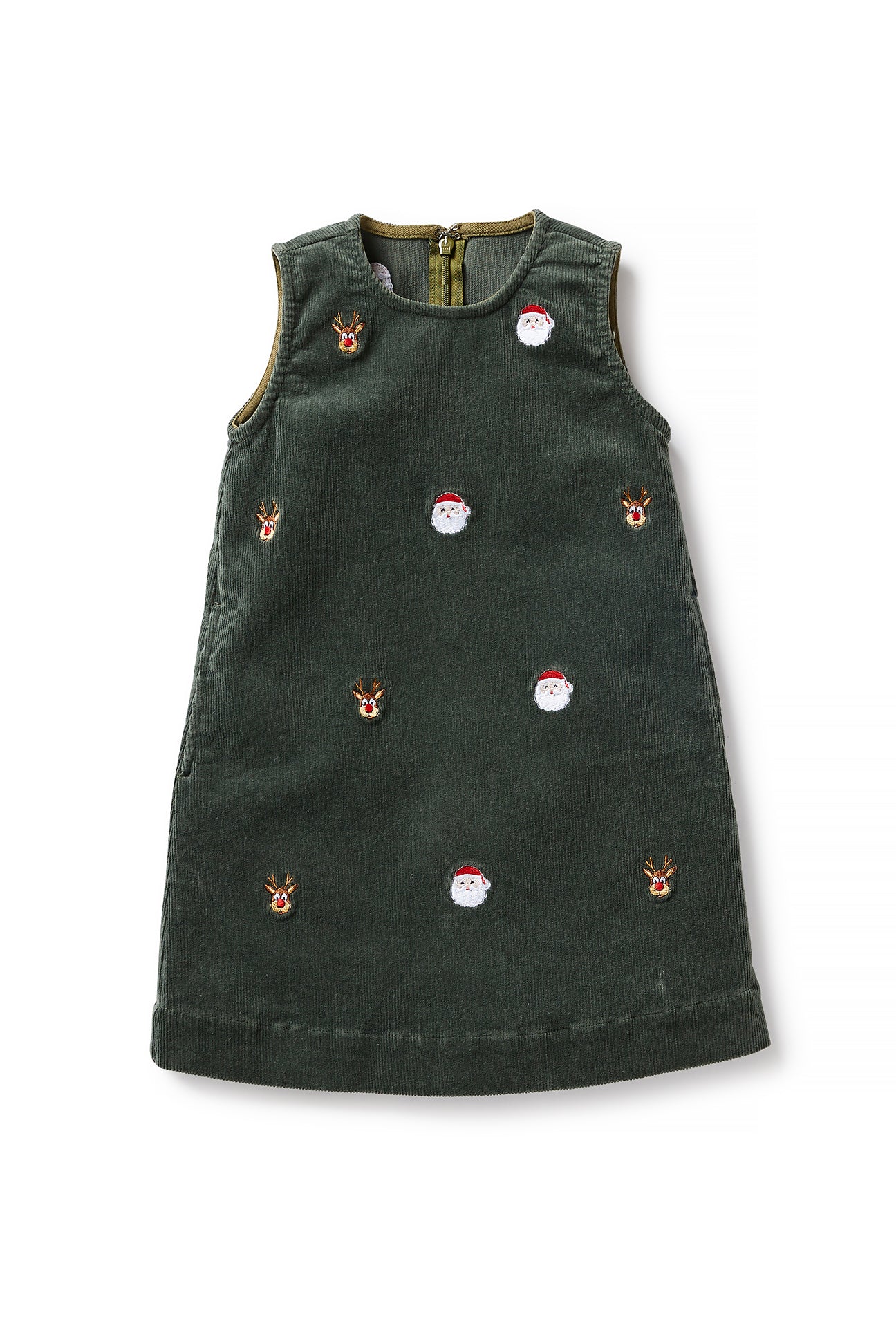 Girls Corduroy Shift Dress in Olive Green - Perfect for Christmas Night Parties & Holiday Gatherings