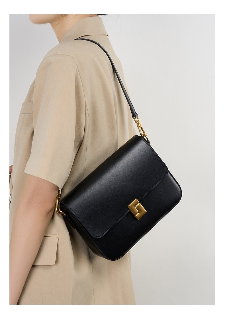 Genuine Leather Shoulder Messenger Bag for Men & Women - Crossbody Underarm Bag with Adjustable Strap - Perfect for Work, Travel & Daily Use