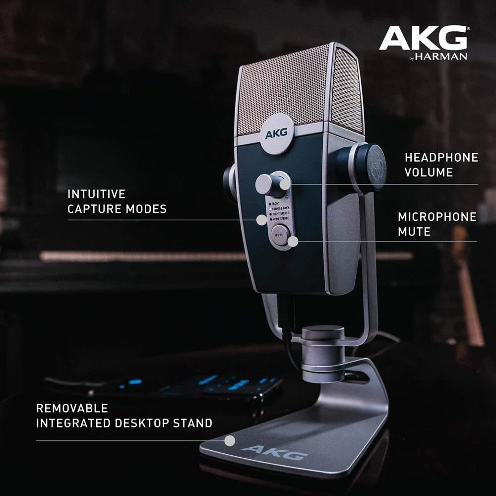 AKG Lyra USB Microphone - Professional Ultra HD Recording Quality, Plug & Play USB Condenser Mic for PC, Mac, Android & iOS - Perfect for Podcasting, Streaming, Gaming & Voice Overs (Model C44)