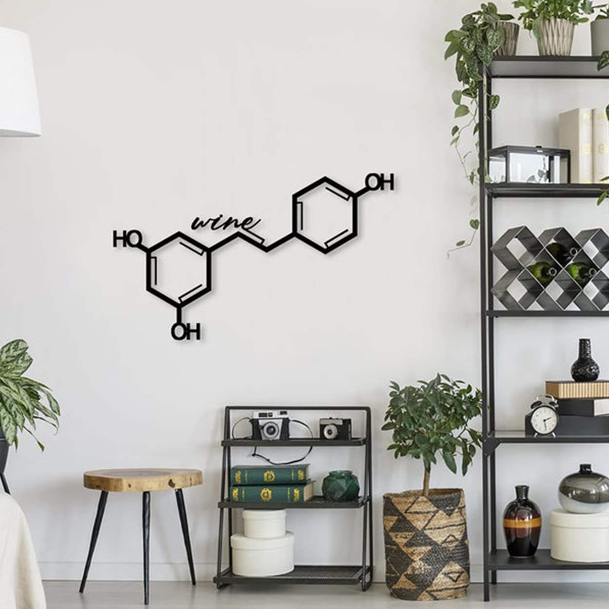 LaModaHome Black Metal Wine Wall Art - Modern Home Decor for Living Room, Bedroom, Kitchen & Bathroom - Indoor Outdoor Wall Hanging Decoration | Perfect for Wine Cellars, Dining Rooms & Patio Decor