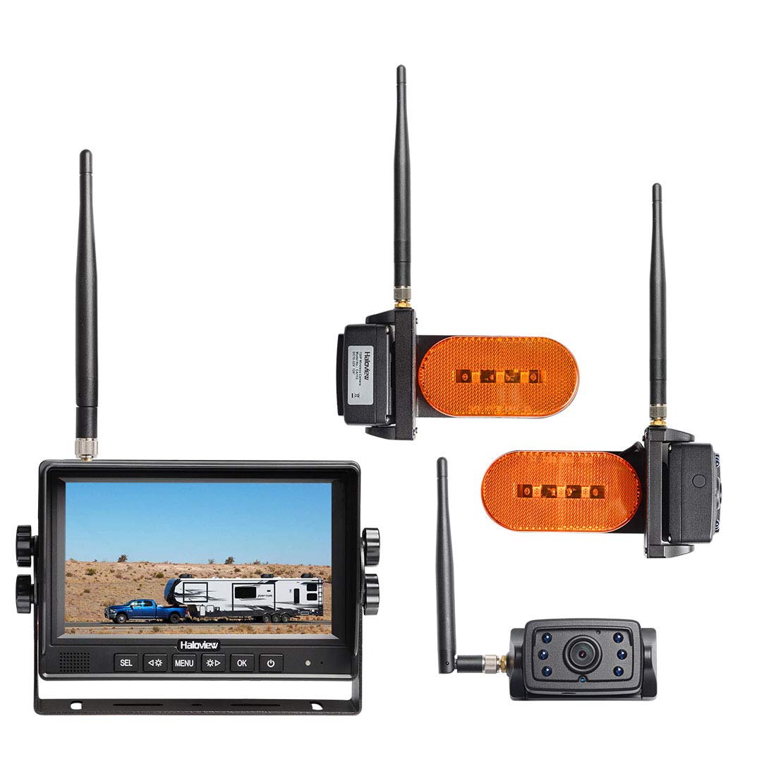 Haloview MC7109 MAX 7-Inch 720P HD Wireless Backup Camera System for Trucks, RVs, Trailers - Night Vision, Waterproof Rear View Monitor with Easy Installation