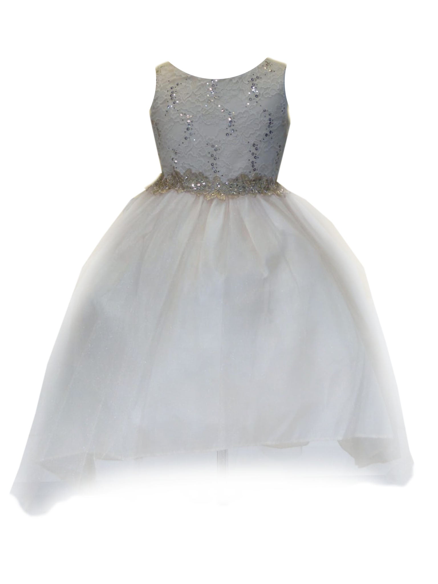 Champagne Sequin Bodice Hi-Low Junior Bridesmaid Dress for Big Girls - Size 8-16 | Perfect for Weddings, Prom, and Special Occasions