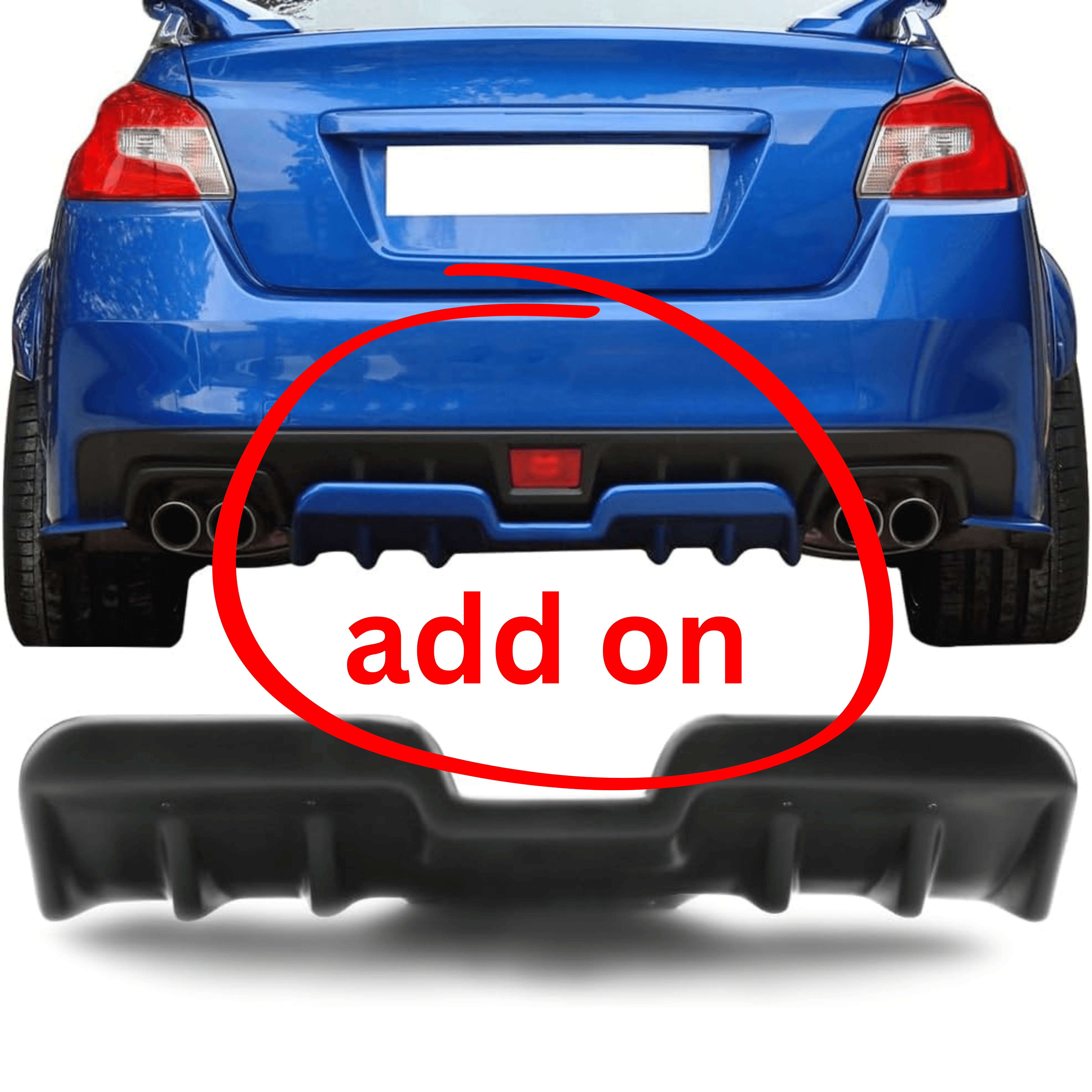 2015-2021 Subaru WRX STI Matte Black Rear Bumper Diffuser - High Performance PP Material - Perfect for Car Enthusiasts & Street Racing Upgrades