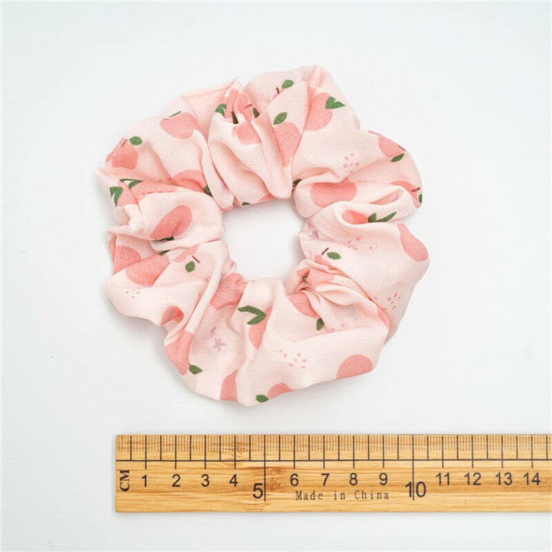 Women's Fruit Print Scrunchies - Soft Elastic Hair Ties for Ponytails, Buns & Braids - Stretchy Headbands for Women & Girls - Perfect for Workouts, Yoga, School & Everyday Use