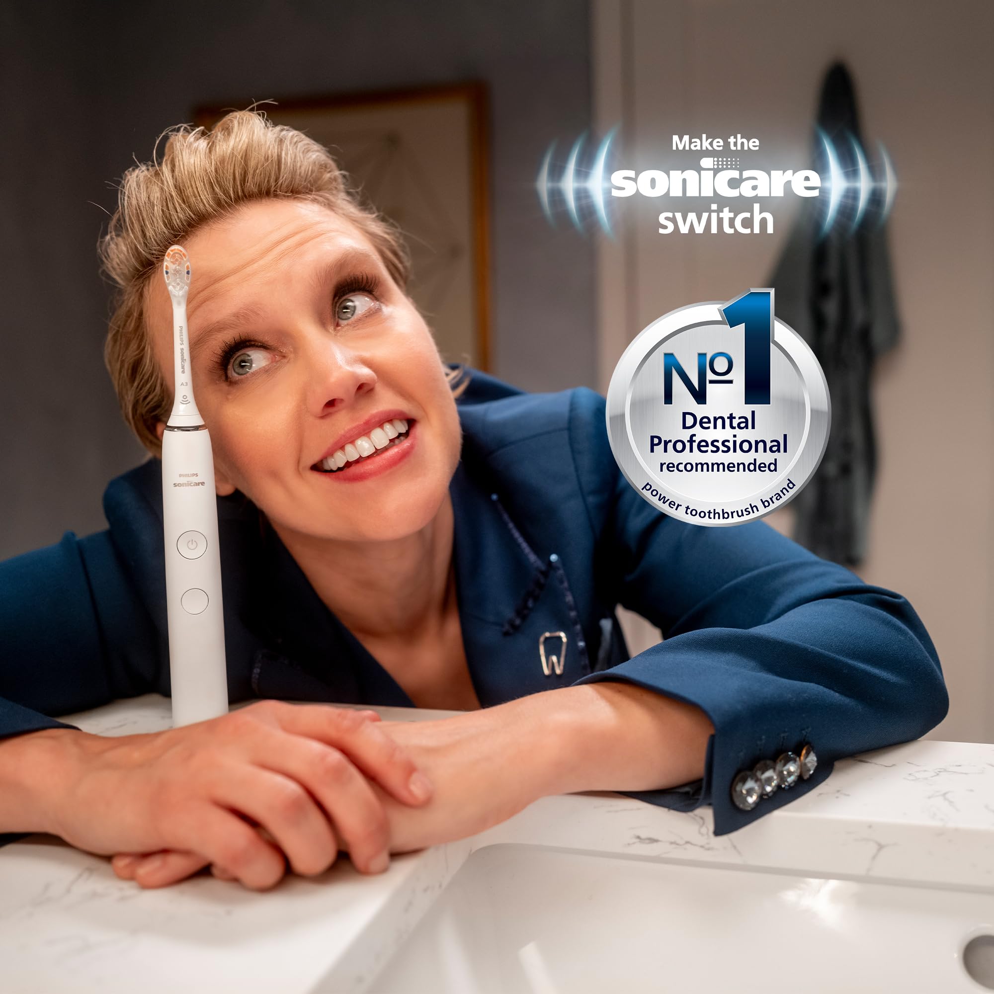 Philips Sonicare DiamondClean Smart 9500 Electric Toothbrush - Sonic Toothbrush with Bluetooth App, Pressure Sensor & Brush Head Detection | 5 Modes & 3 Intensity Levels | White (HX9923/01) | Perfect for Travel & Daily Oral Care