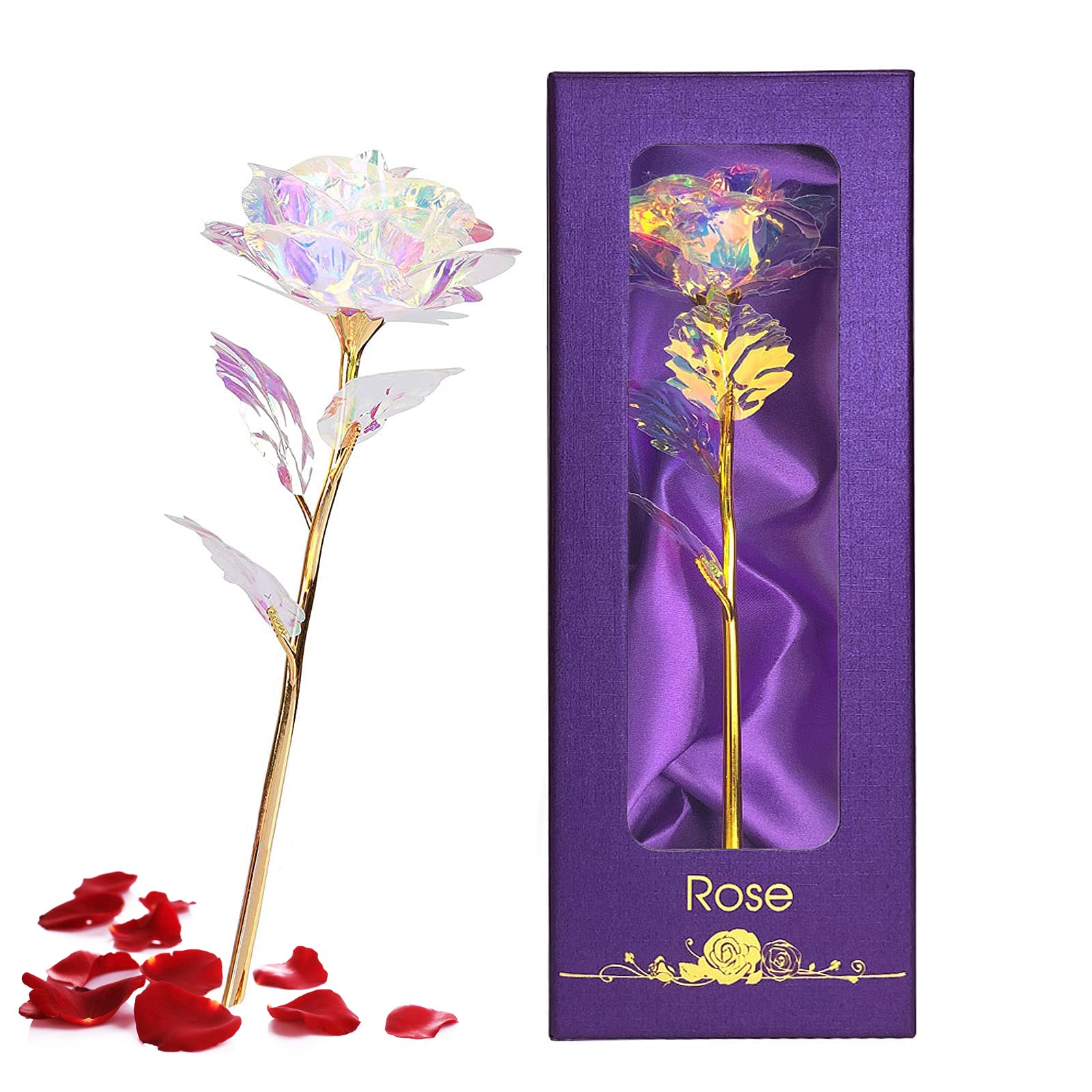 Exquisite Glass Rose Gift Set for Women - Crystal Galaxy Rose in Luxury Gift Box, Perfect Birthday/Anniversary/Thanksgiving Present for Mom, Sister & Loved Ones | Elegant Home Decor & Thoughtful Gift Idea