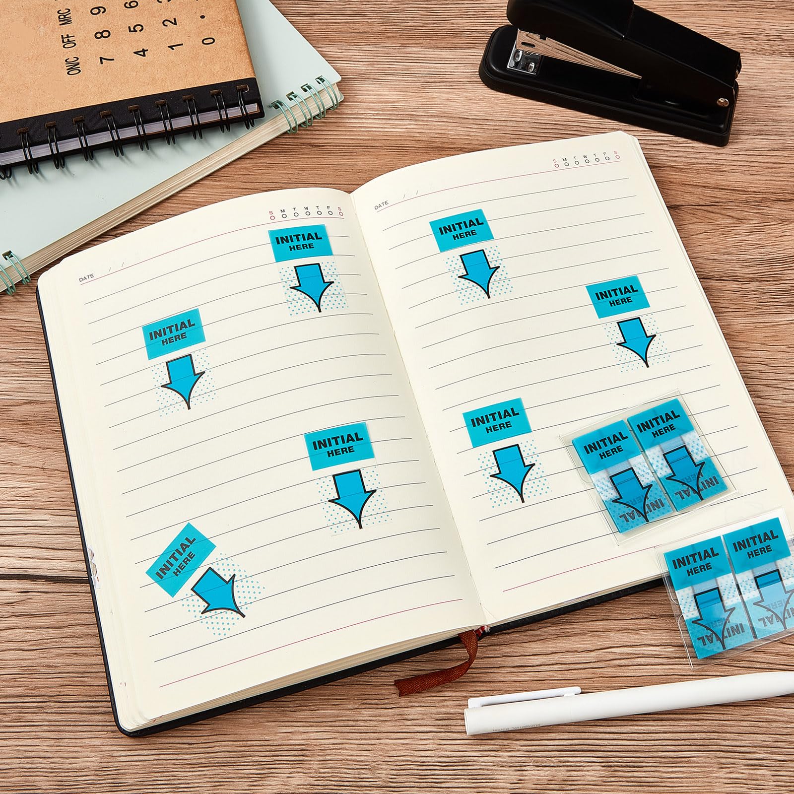 1250 Pcs Initial Here Flags - 1 Inch Blue Tabs for Office Notebooks & Books