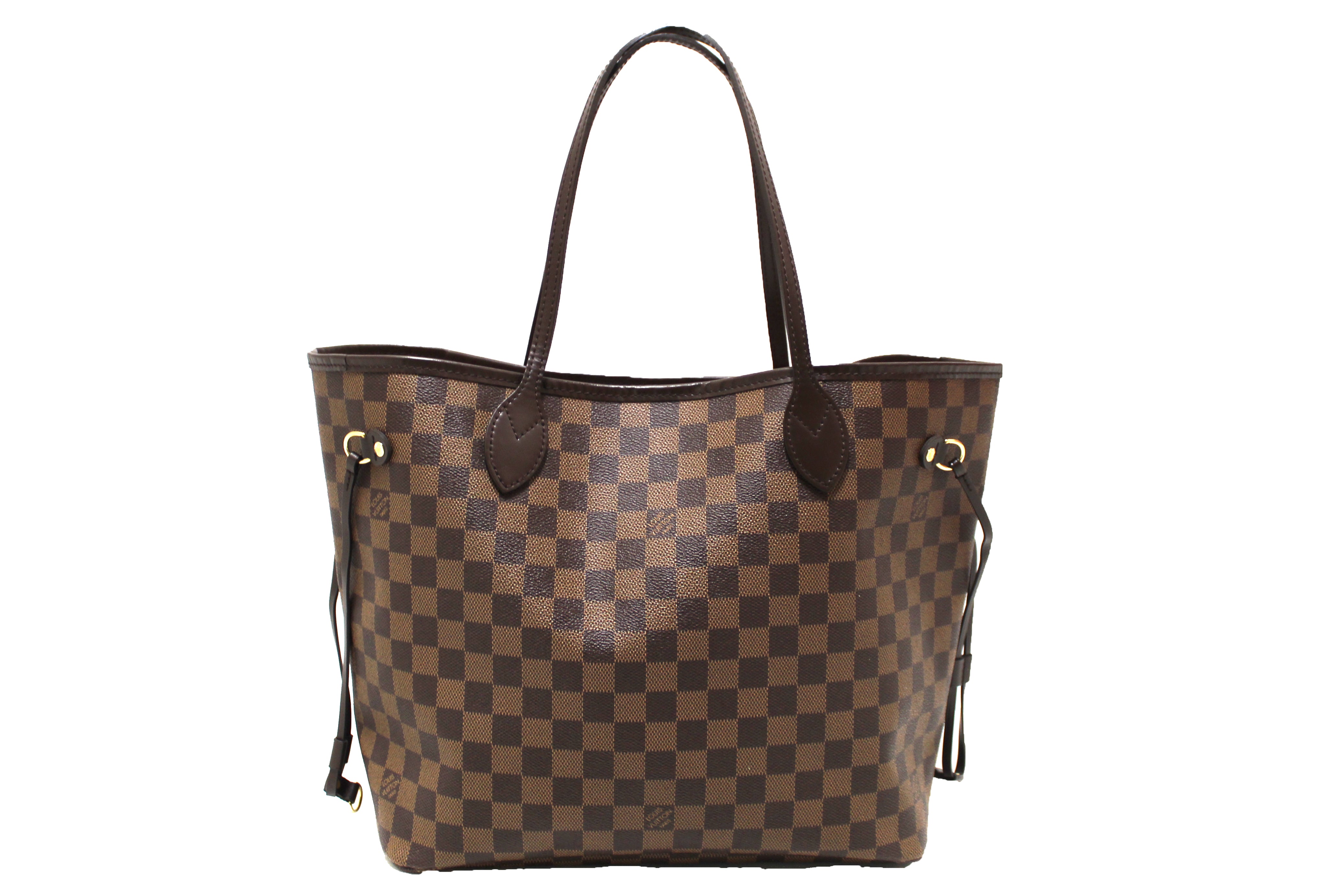 Authentic Louis Vuitton Damier Ebene Canvas Neverfull MM Tote Shoulder Bag for Women - Luxury Designer Handbag for Work, Travel & Everyday Use