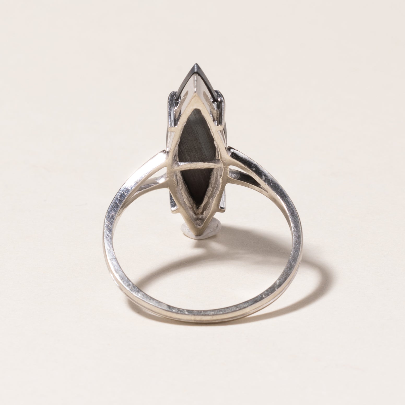 10K White Gold Hematite Ring for Women | 3.75ct Genuine Hematite Stone | Size 8.75 | Elegant Durable Jewelry Gift for Anniversary, Birthday & Special Occasions
