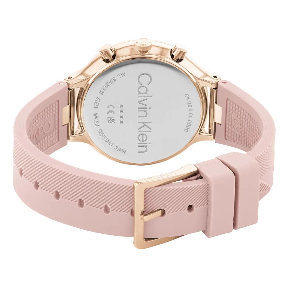 Calvin Klein Women's Chronograph Watch with Pink Silicone Strap - Model 25200243 | Elegant Fashion Accessory for Everyday Wear, Office & Special Occasions