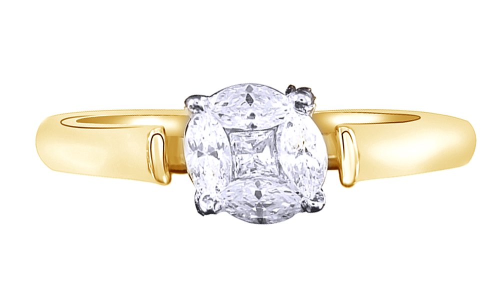 14K Gold Over Sterling Silver Vintage Solitaire Engagement & Wedding Ring with White Cubic Zirconia - Perfect for Proposals, Anniversaries, and Bridal Jewelry