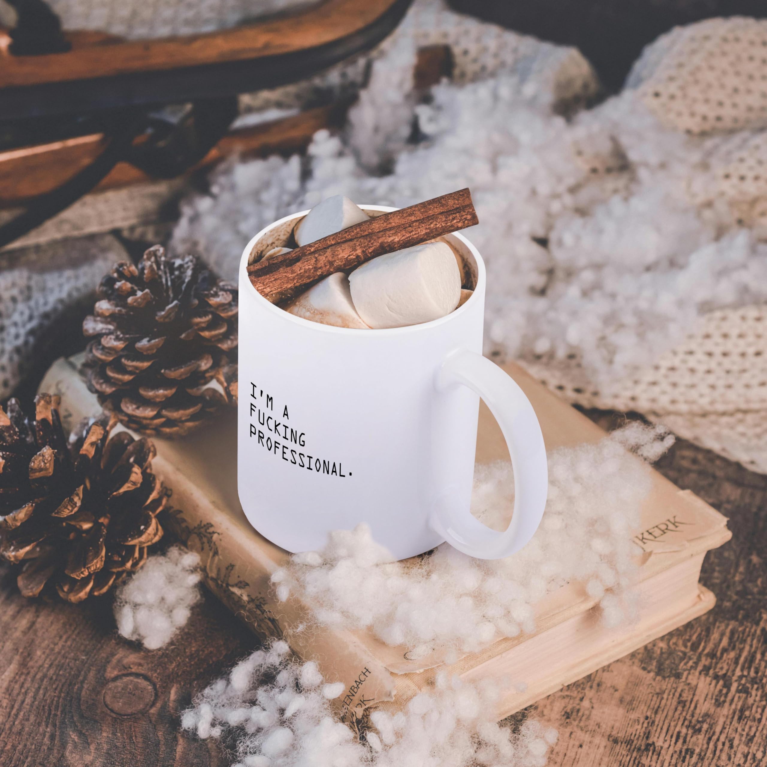 3dRose 'I'm A Fucking Professional' Funny Ceramic Coffee Mug - 15 oz White Gift for Office, Coworkers & Boss - Perfect for Coffee, Tea & Workplace Humor