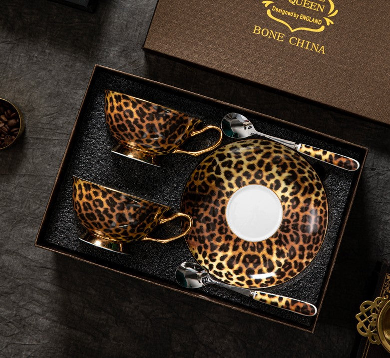 Premium Bone China Tea Cup Set - Elegant Porcelain Coffee Cups with Saucers, Modern Ceramic Tea Set in Gift Box - Perfect for Afternoon Tea, Bridal Shower Gifts & Home Decor