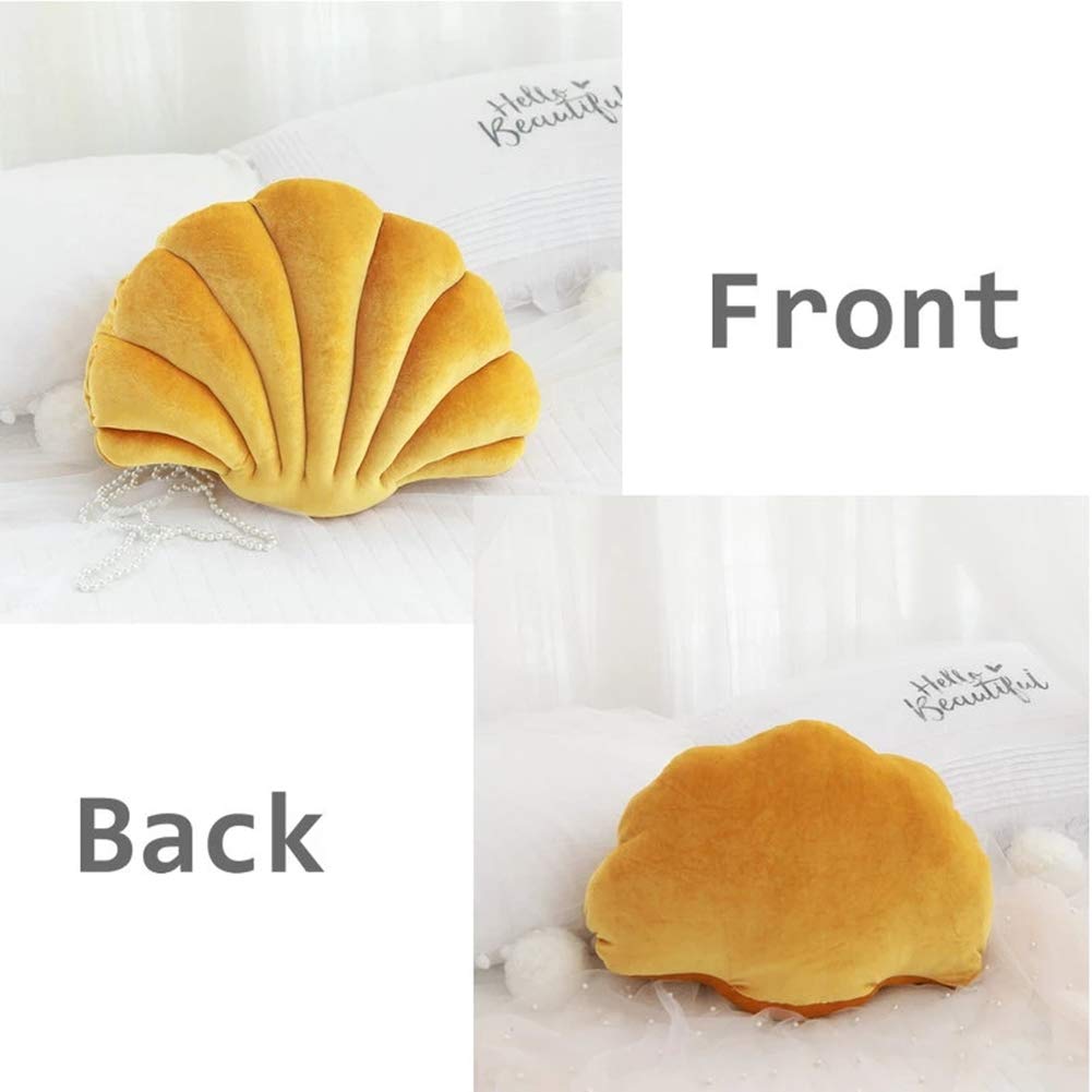 Seashell Shaped Throw Pillow - Velvet Plush Decorative Cushion for Sofa, Bed, Living Room | Sea Princess Theme Home Decor Gift