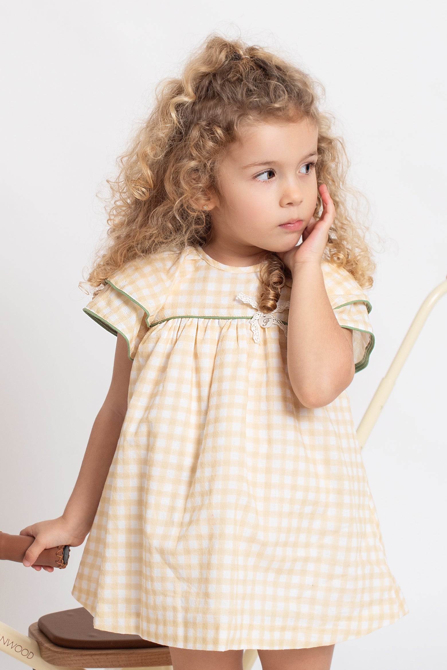Hera Lemon Gingham Dress for Women - Summer Floral Print A-Line Sundress with Puff Sleeves | Perfect for Beach Vacation, Garden Party & Casual Outings