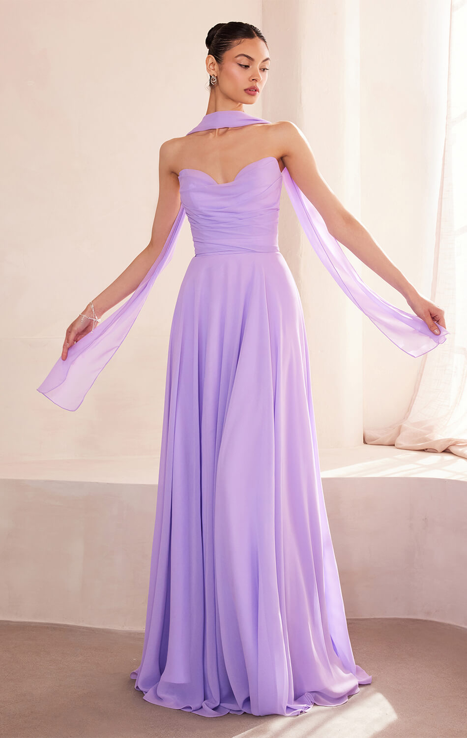 Ella Gown - A-Line Strapless Chiffon Wedding Dress for Brides | Perfect for Beach Weddings, Evening Galas & Formal Events