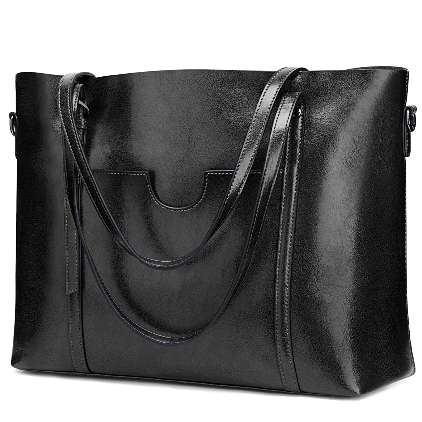 S-ZONE Women's Cow Split Leather Top Handle Satchel Tote Shoulder Bag - Large Capacity Work Bag for Office, Commute & Travel | Stylish & Durable Handbag for Professional Women