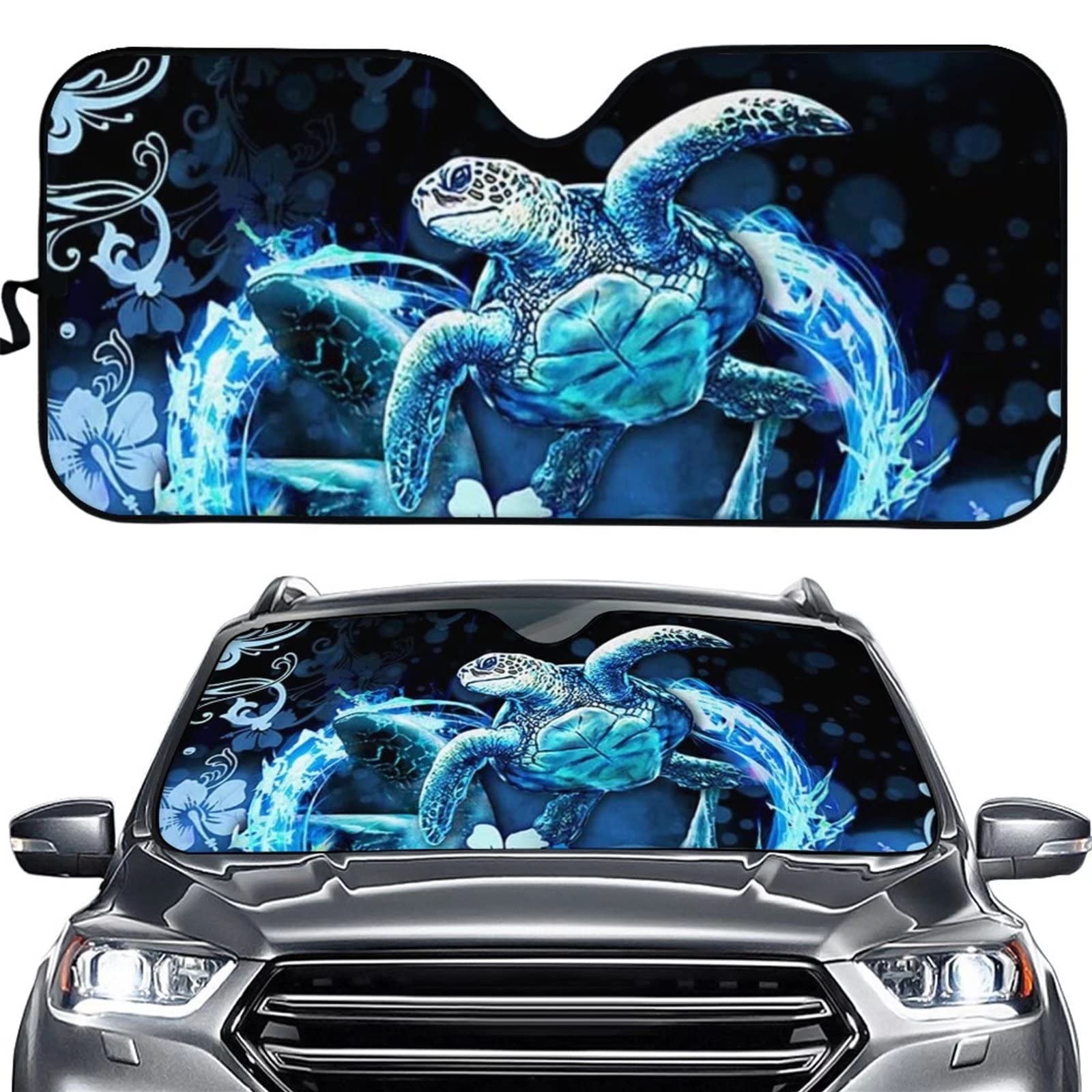 Boho Sea Turtles Mandala Car Windshield Sun Shade - Universal Fit for Sedans, SUVs, Trucks & Vans | UV Protection & Heat Reduction Auto Accessories | Perfect for Beach Trips, Road Travel & Summer Parking