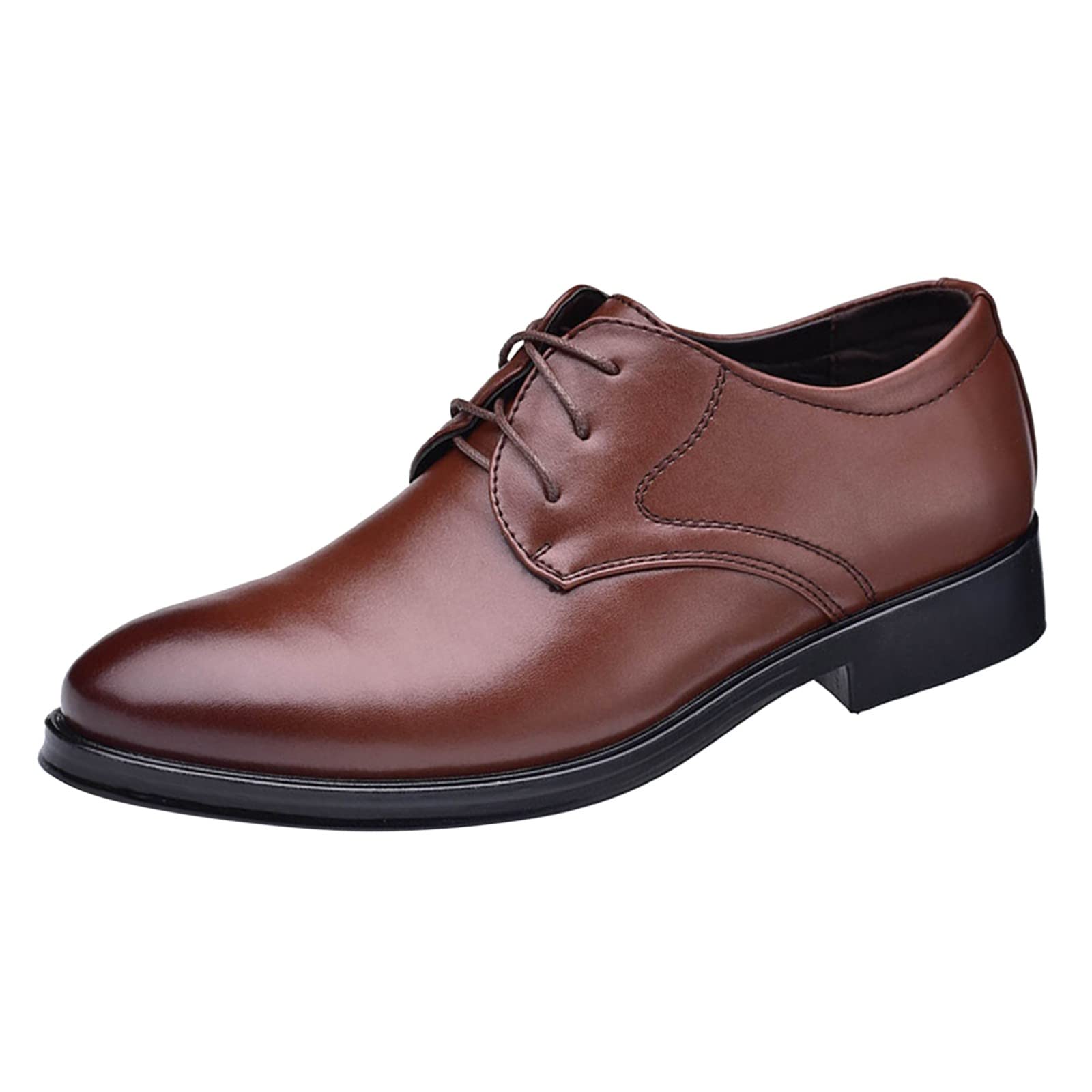 Men's Breathable Comfortable Business Leather Shoes - Formal Lace Up Dress Shoes for Work, Office & Leisure - Stylish Solid Color Men's Dress Shoes for Professional & Casual Occasions
