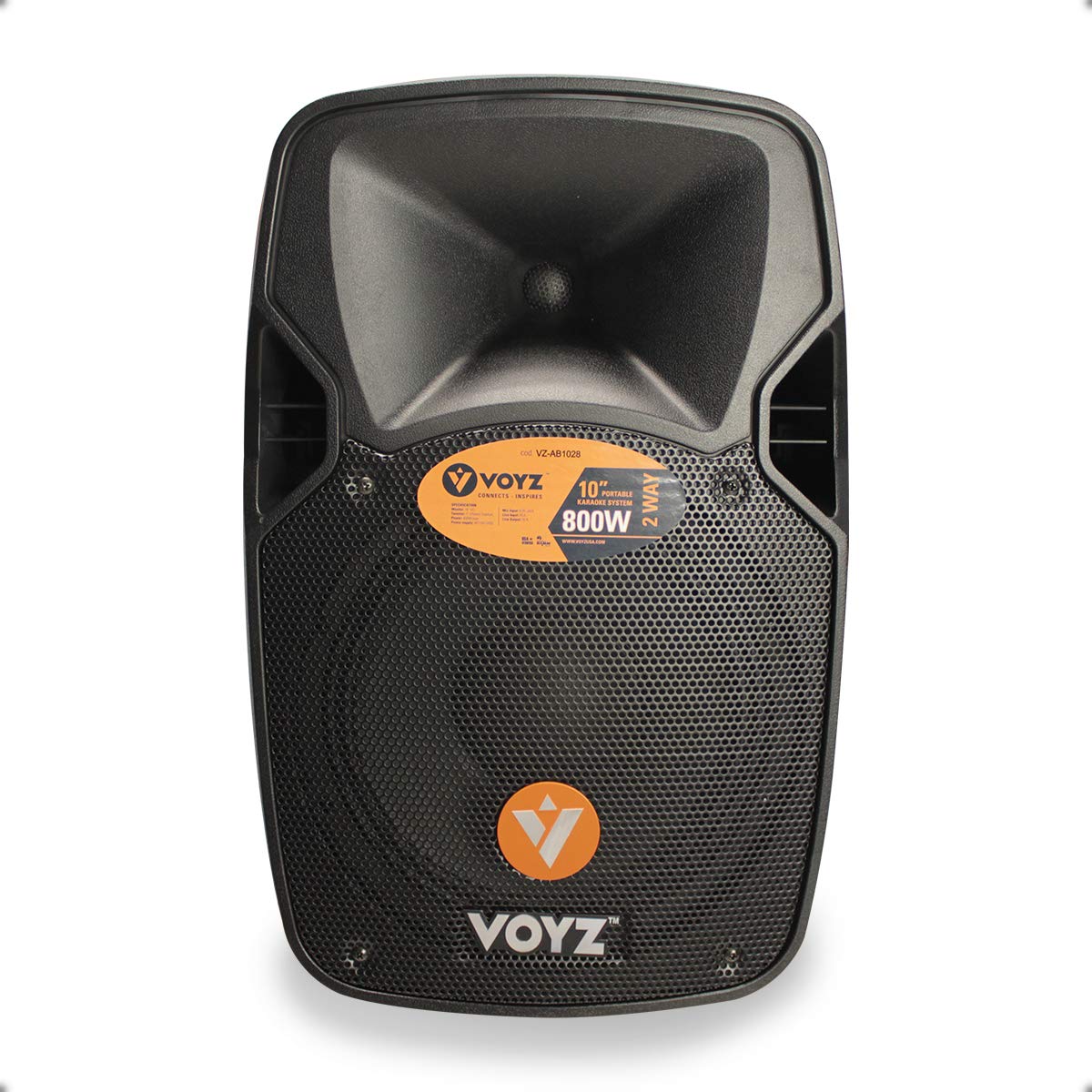 VOYZ 800W 10-Inch Bluetooth PA Speaker System with FM Radio, USB/SD Playback & Remote Control - Portable Active 2-Way Speaker with Side Handles for Outdoor Events, Parties, and Public Address