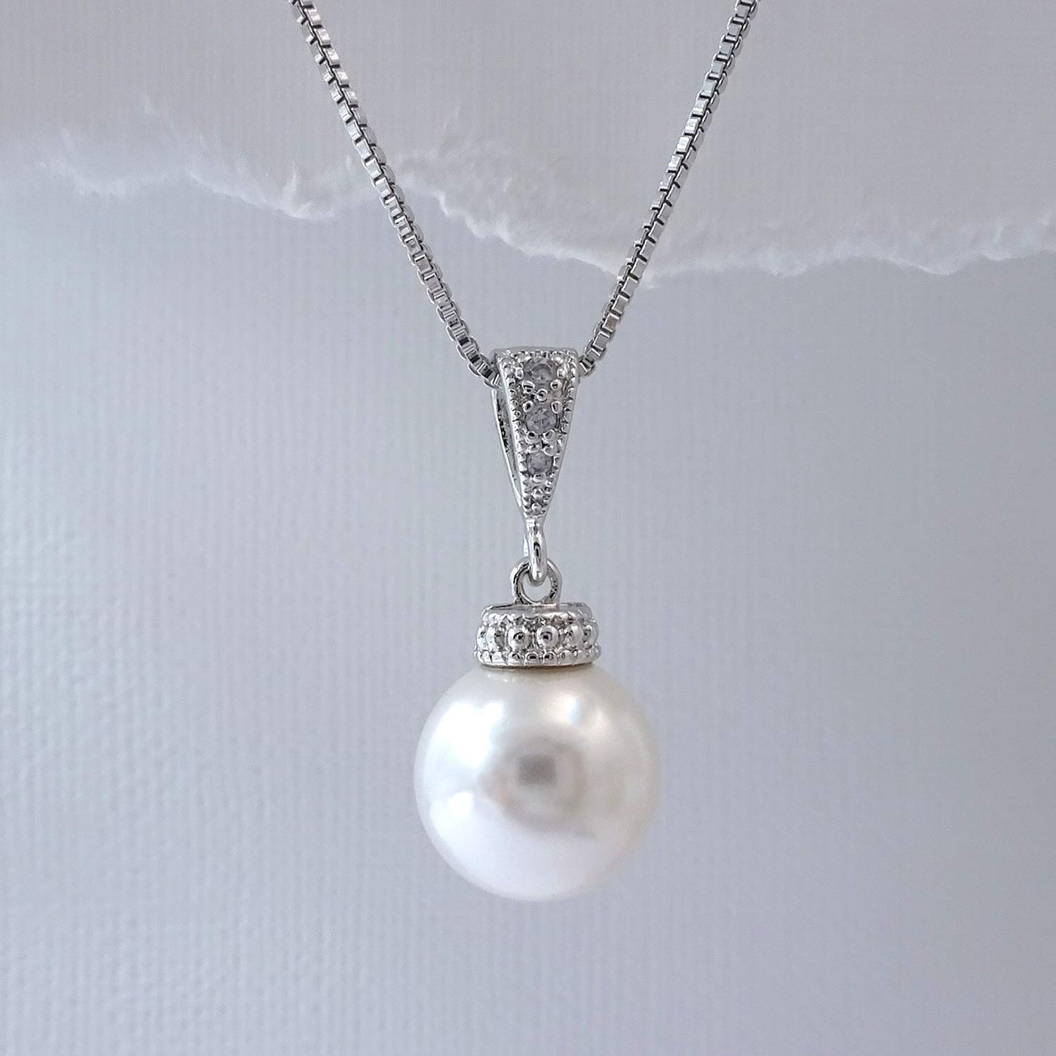 Elegant Pearl Necklace Set of 2 - Perfect Mother of the Bride Gift from Groom & Mother of the Groom Gift from Bride - 18 Inch White Pearl Jewelry for Weddings, Anniversaries & Special Occasions