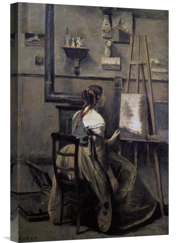 Jean-Baptiste-Camille Corot Studio Art Reproduction - Premium Gallery Wrapped Canvas Print - Famous French Landscape Painting - Perfect for Living Room, Bedroom & Office Decor