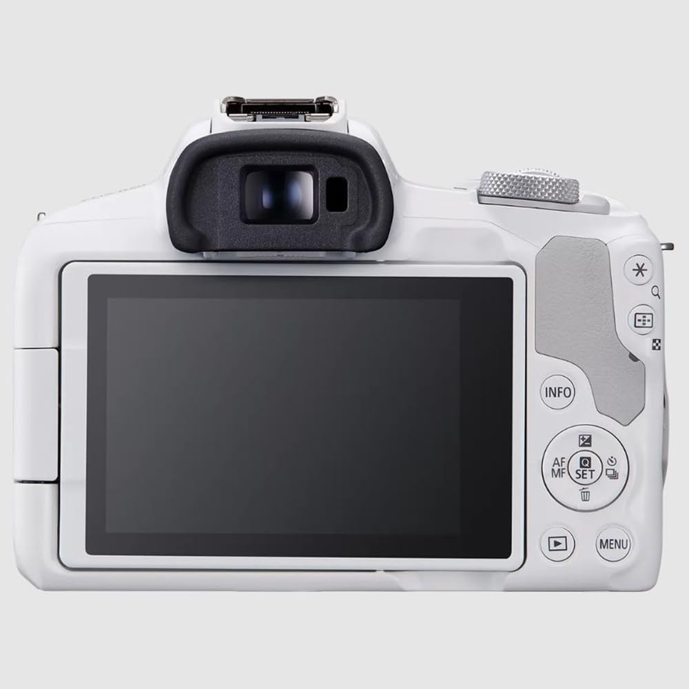Canon EOS R50 Mirrorless Digital Camera (White) with RF-S 18-45mm F4.5-6.3 IS STM Lens - Complete Bundle Including Photography Bag, External Microphone, Tripod & Accessories Kit for Vlogging, Travel & Portrait Photography