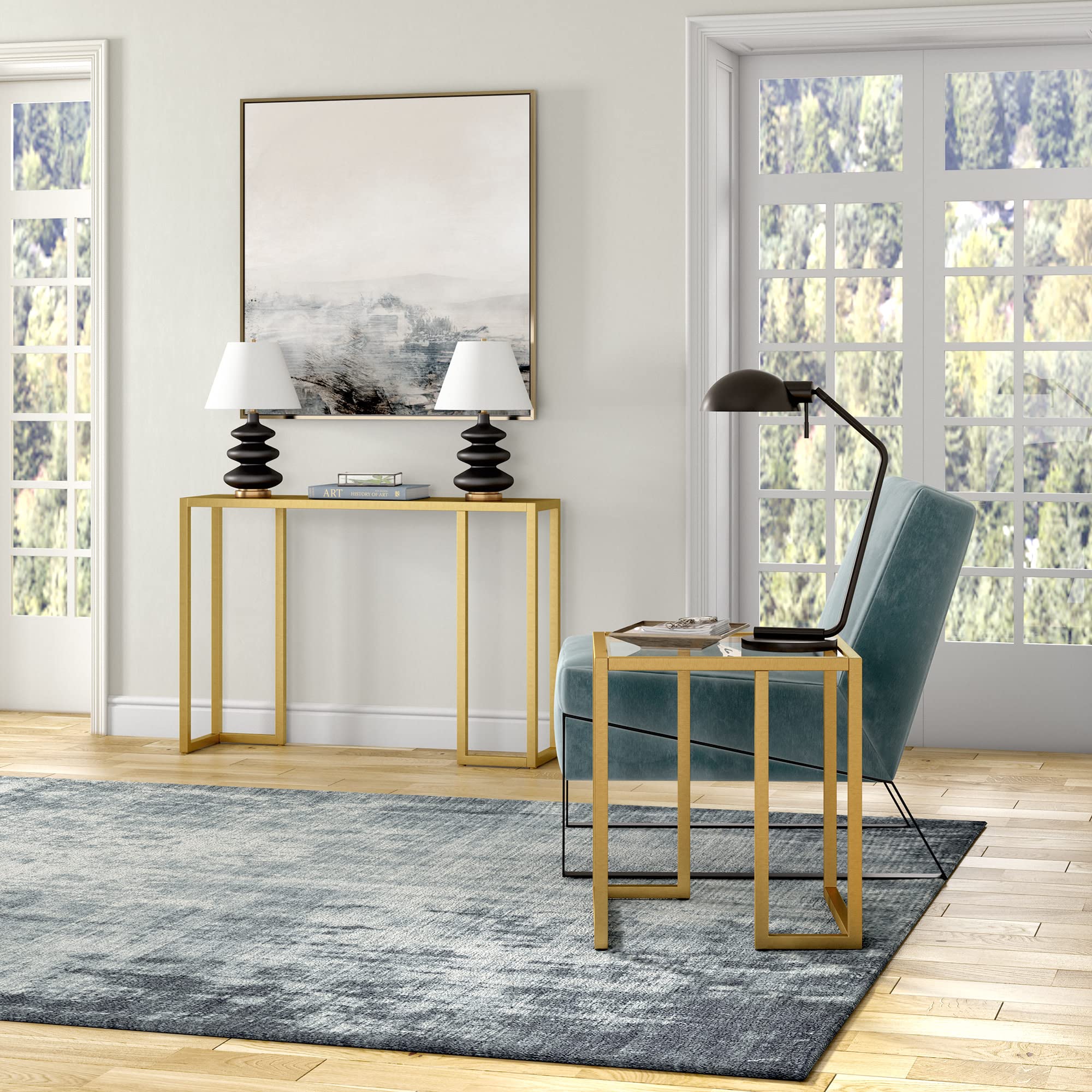 Oscar 20'' Wide Square Side Table in Brass - Modern End Table for Living Room, Bedroom & Office Decor