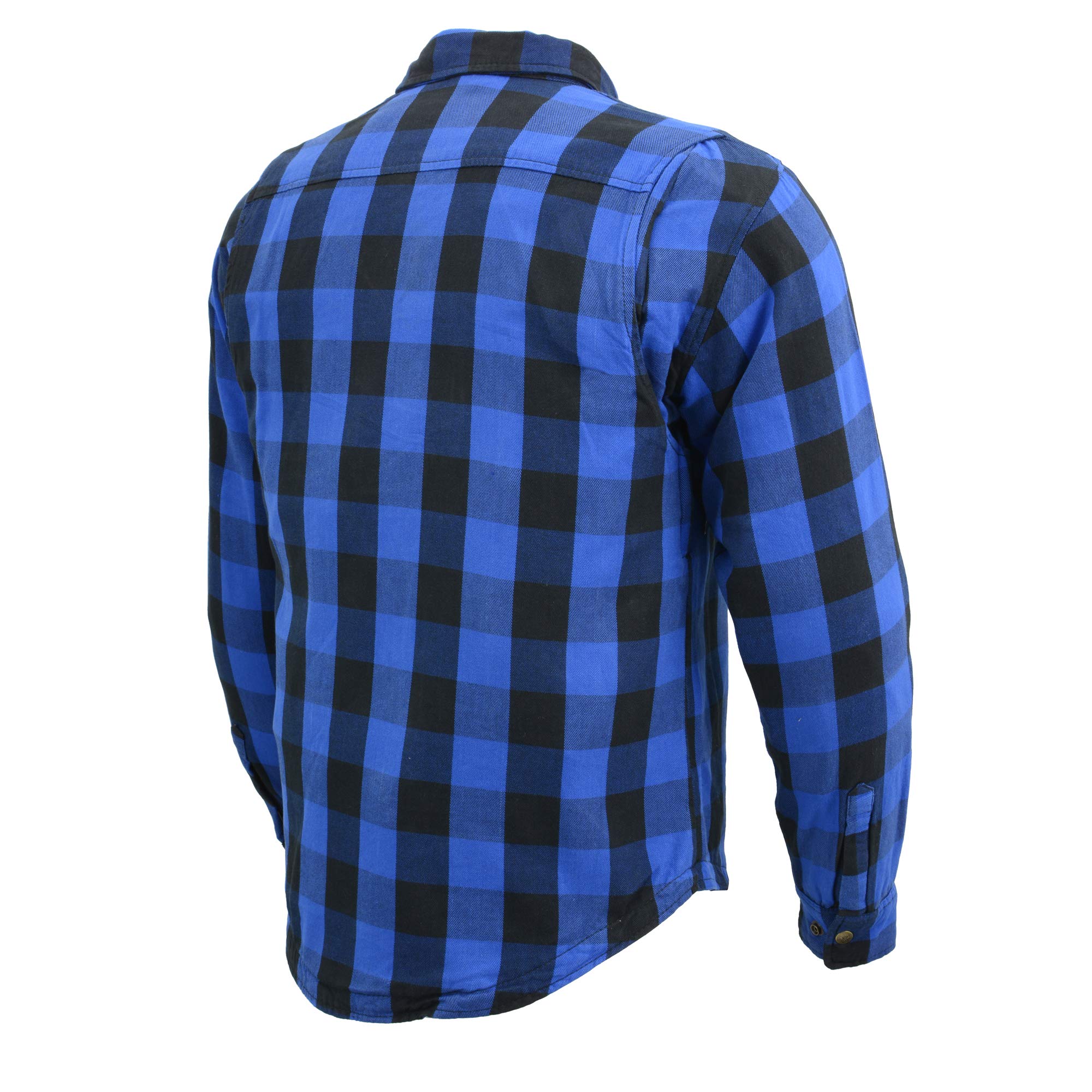Milwaukee Leather Men's Plaid Flannel Blue Biker Shirt with CE Approved Armor - Aramid Fiber Reinforced MPM1634 (X-Large) | Motorcycle Riding Gear for Safety & Comfort