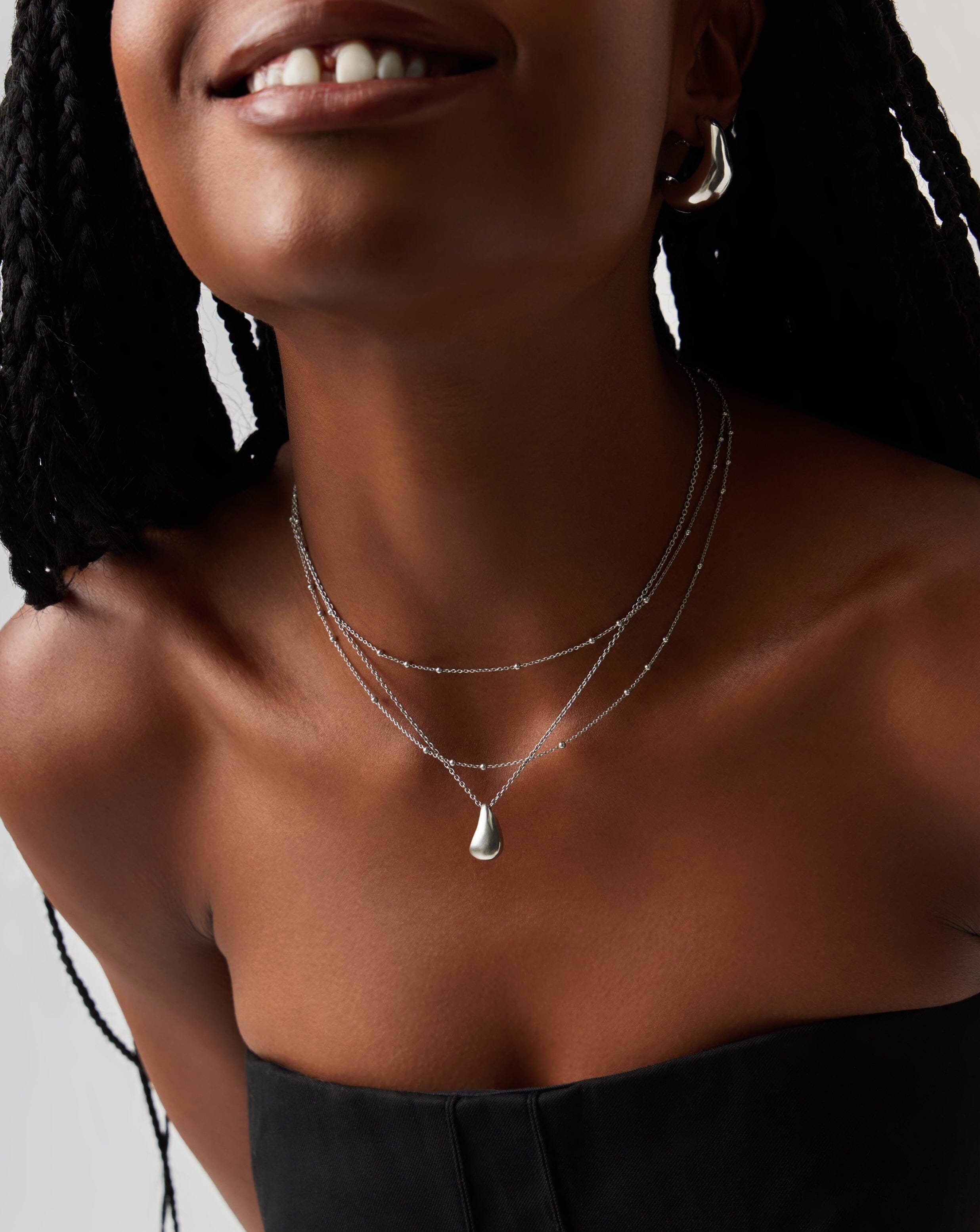 Savi Droplet Pendant & Double Necklace Set - Sterling Silver Jewelry for Women | Elegant Layered Necklace for Date Night, Wedding & Special Occasions