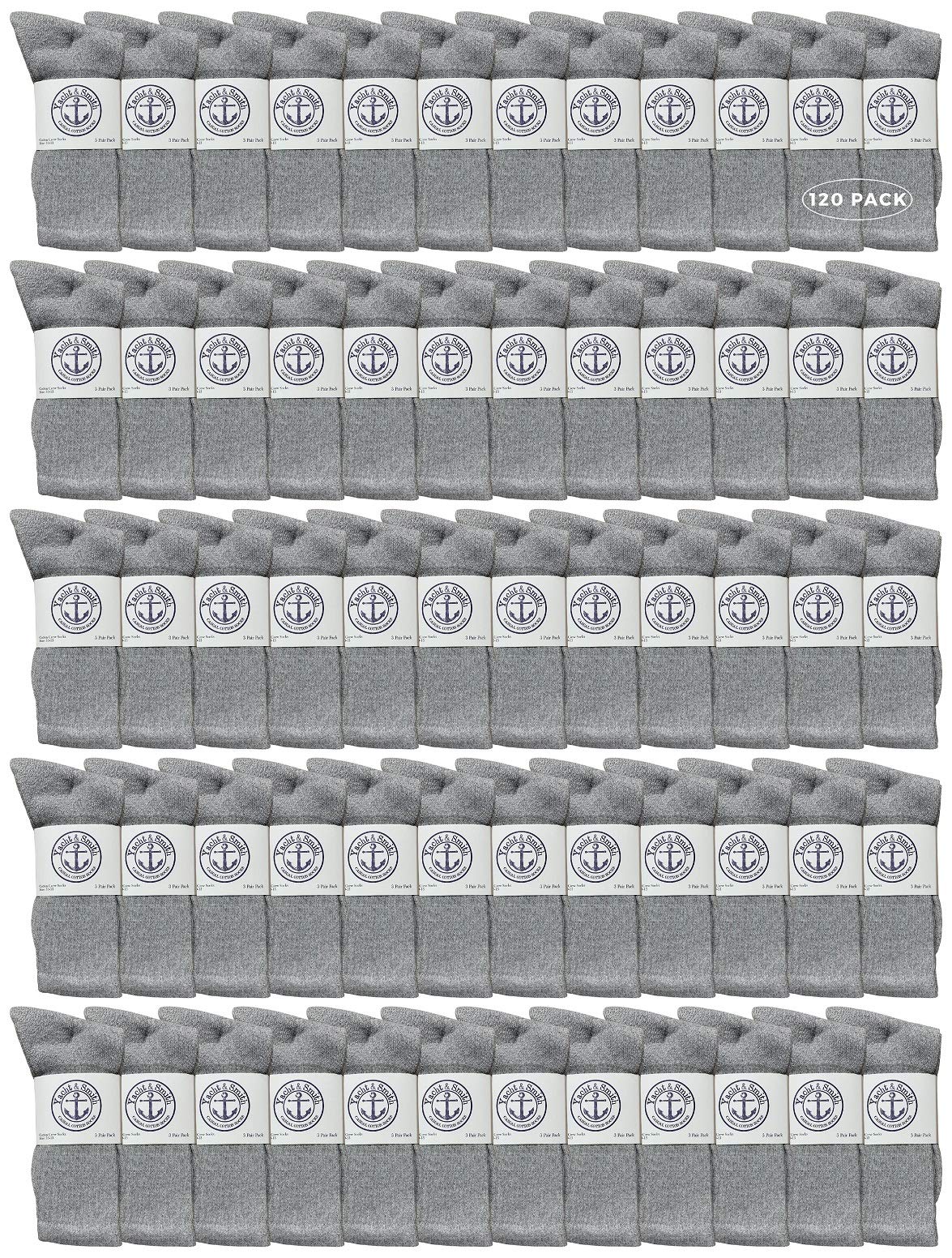 120 Pairs Men's Cotton Athletic Socks Bulk Wholesale - Yacht & Smith Brand - Size 8-12 - Comfortable Sports & Casual Socks for Running, Gym, Work & Daily Wear