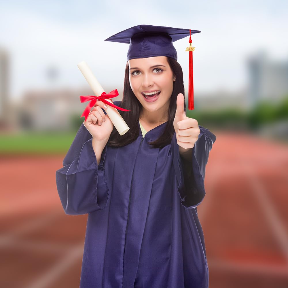 2025 Graduation Tassel with Gold Date Charm - Premium Academic Cap Tassel for High School & College Graduates - Red Graduation Hat Decoration for 2025 Ceremony, Party & Photo Shoots
