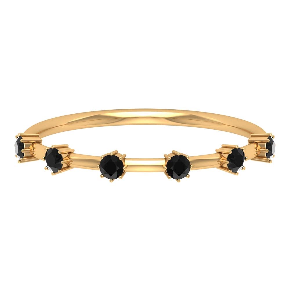 14K Solid Gold Black Spinel Ring for Women - Minimalist August Birthstone Jewelry - Natural Gemstone Ring for Everyday Wear & Special Occasions