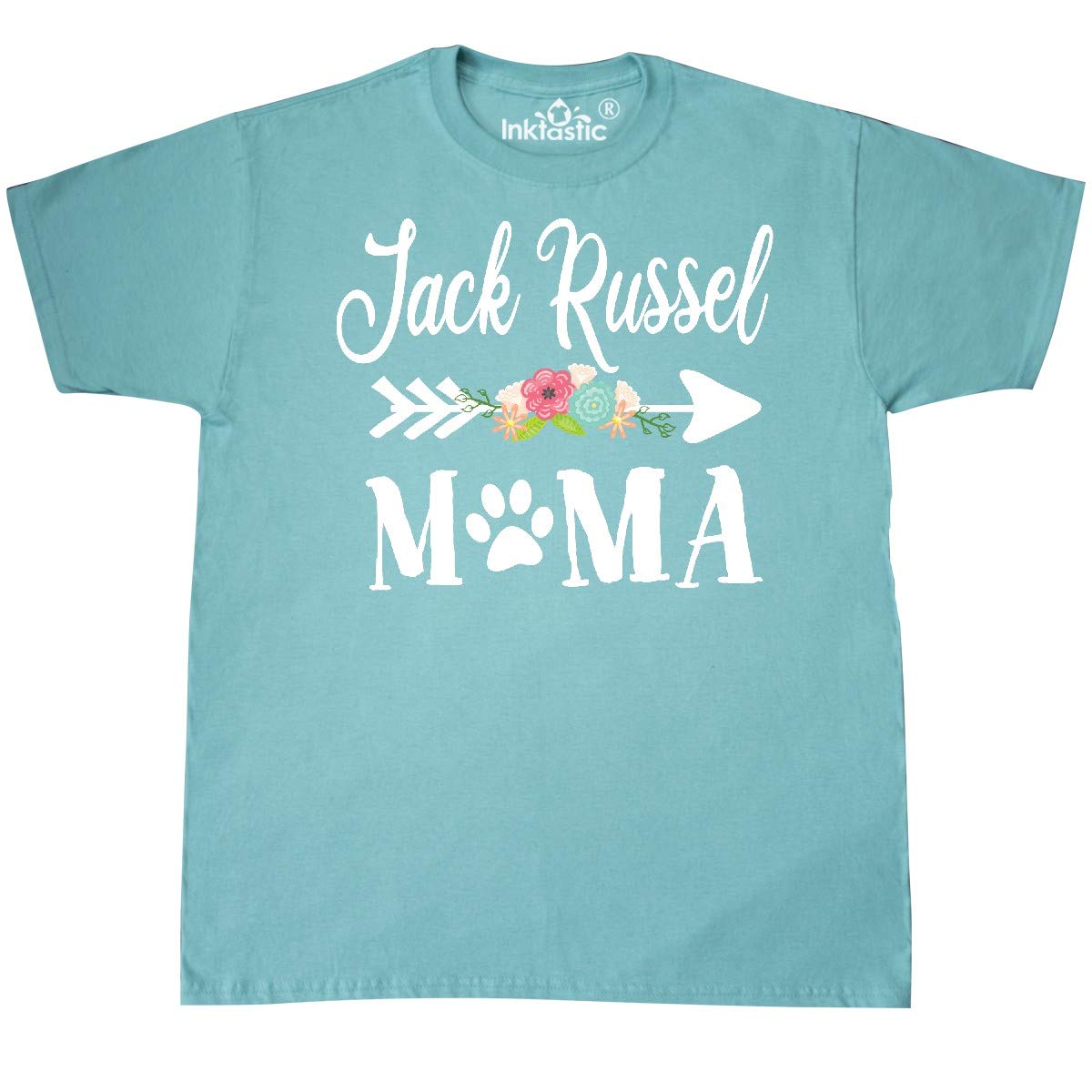 Inktastic Jack Russel Mama with Flowers and Arrow Graphic T-Shirt - Comfortable Casual Tee for Dog Lovers, Mothers Day Gifts & Everyday Wear