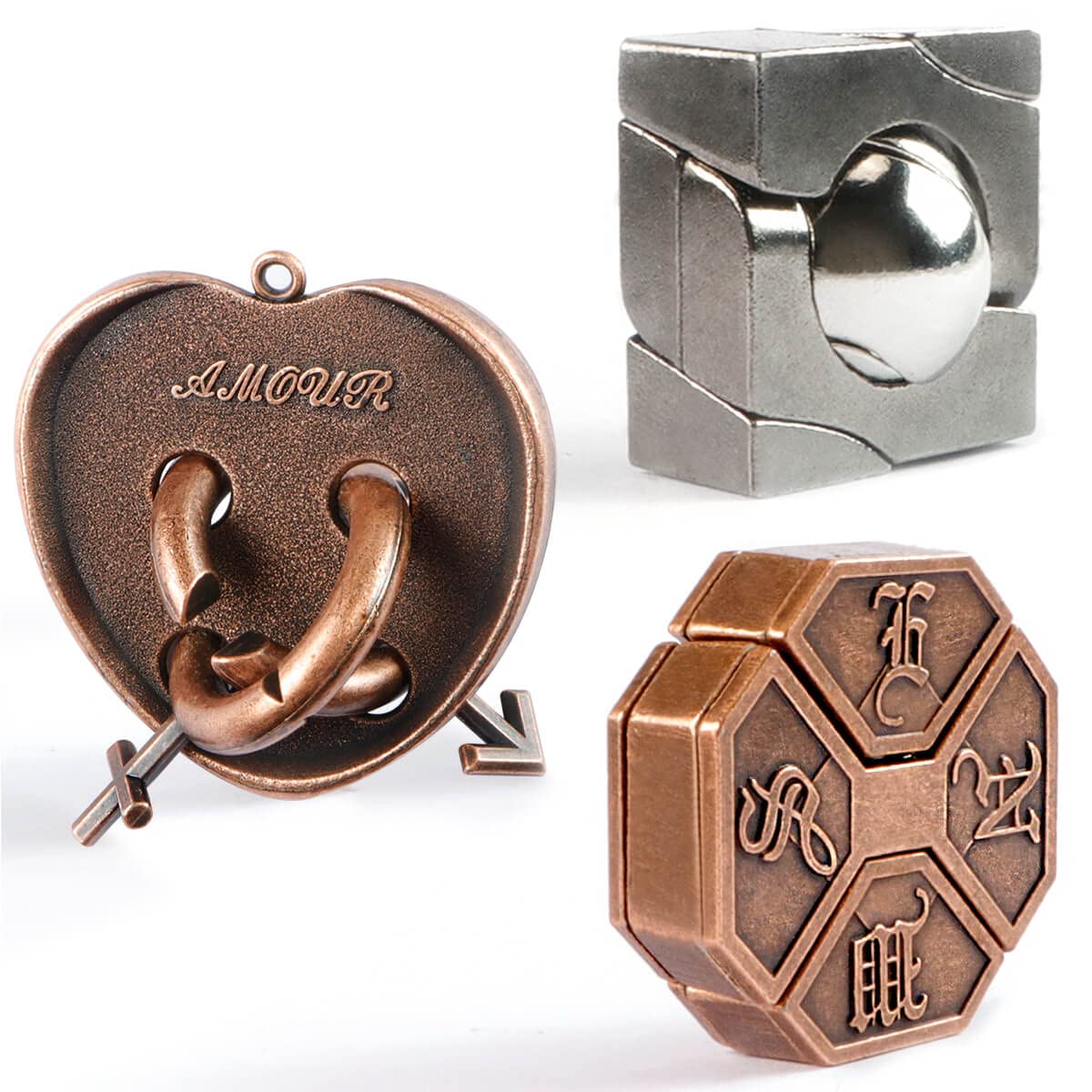 3D Metal Cast Puzzle Games - Brain Teaser for Adults & Kids - IQ Challenge for Home & Office